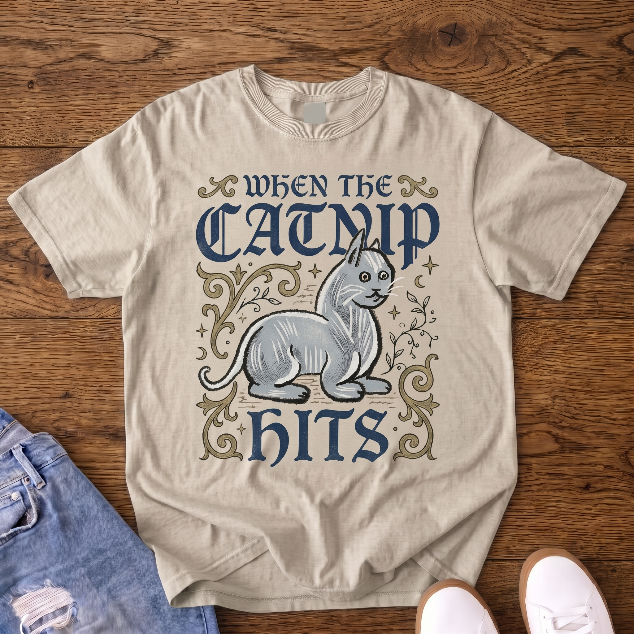 When the Catnip Hits Vintage Cat VintageT-shirt