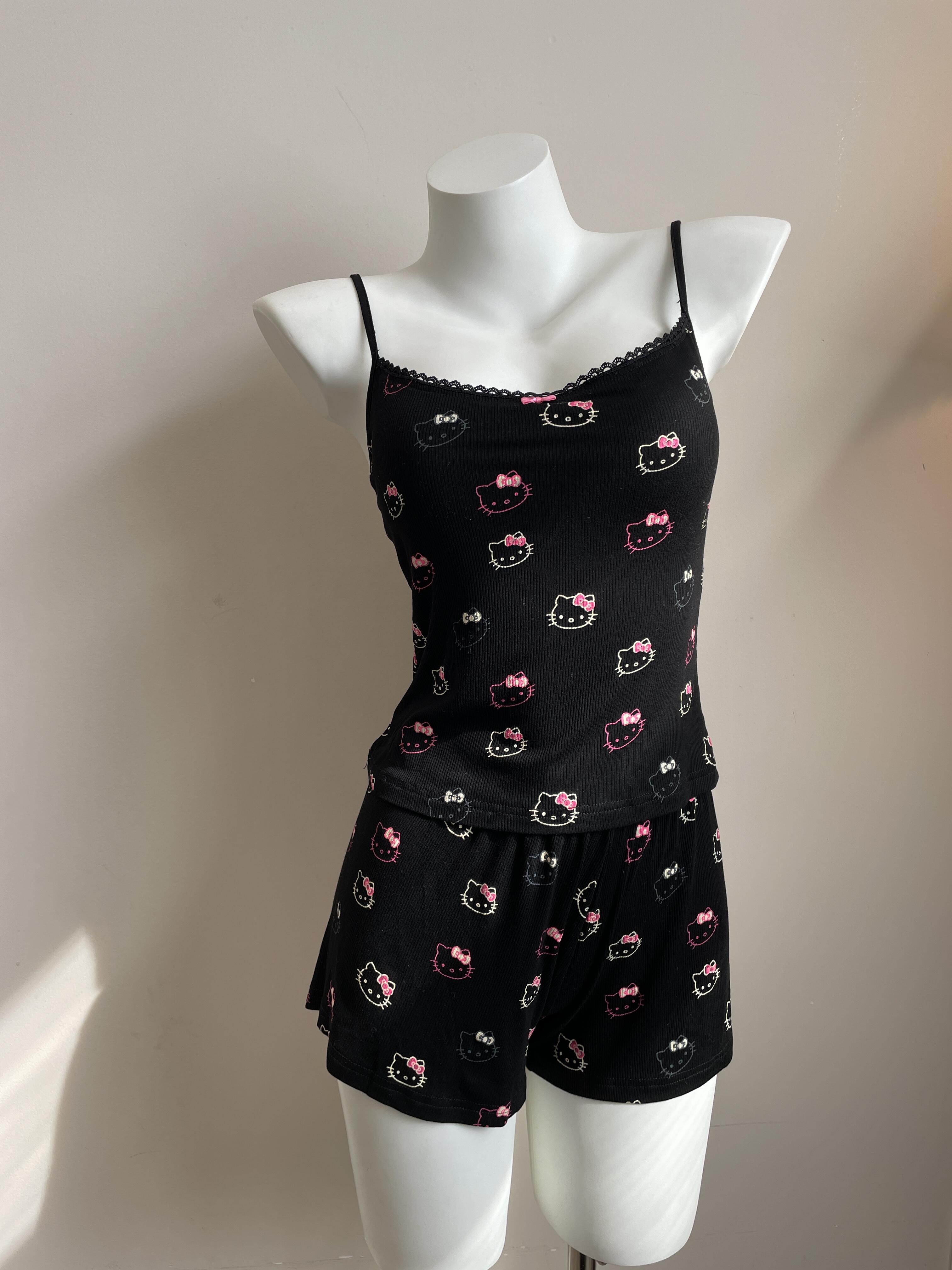 Hellokitty Black Lace Pajama Set 2 Piece