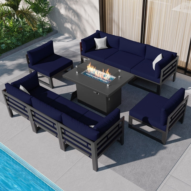 FINCATI Aluminum Outdoor Patio Furniture Conversation Sectional Sofa Set