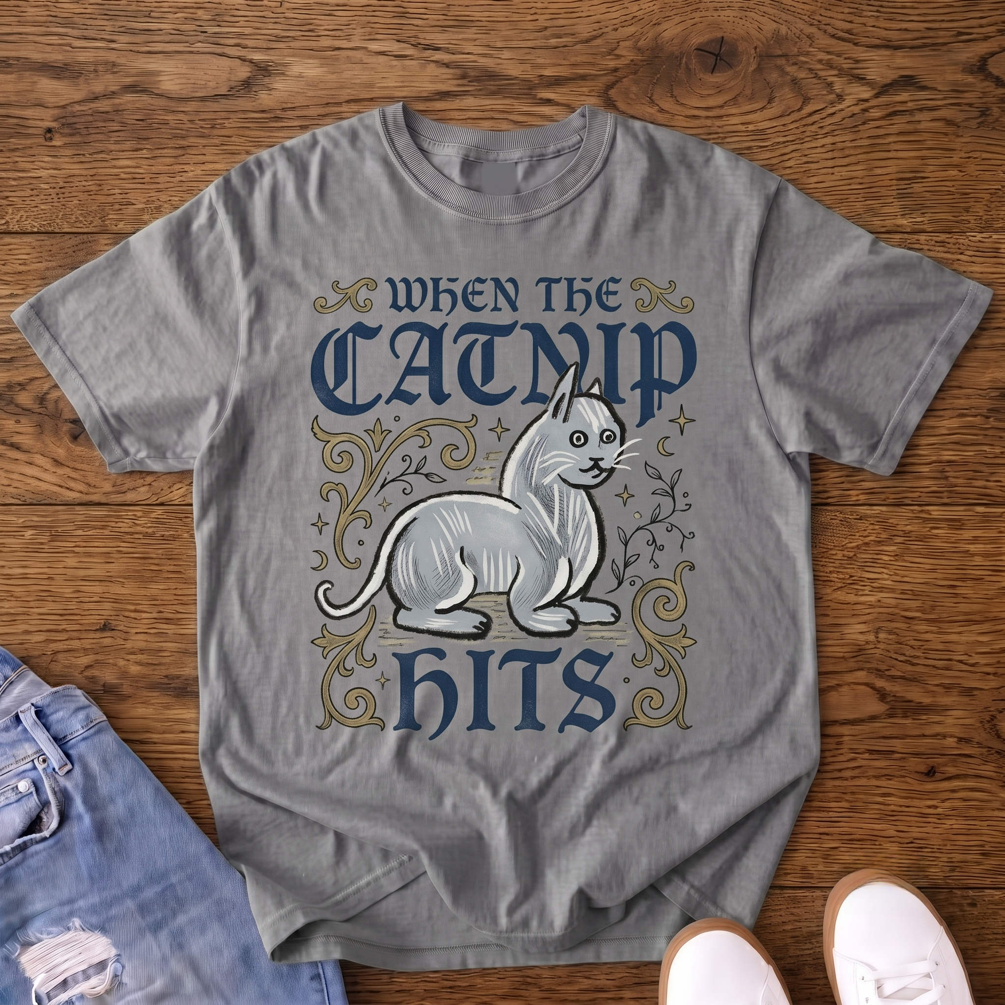 When the Catnip Hits Vintage Cat VintageT-shirt