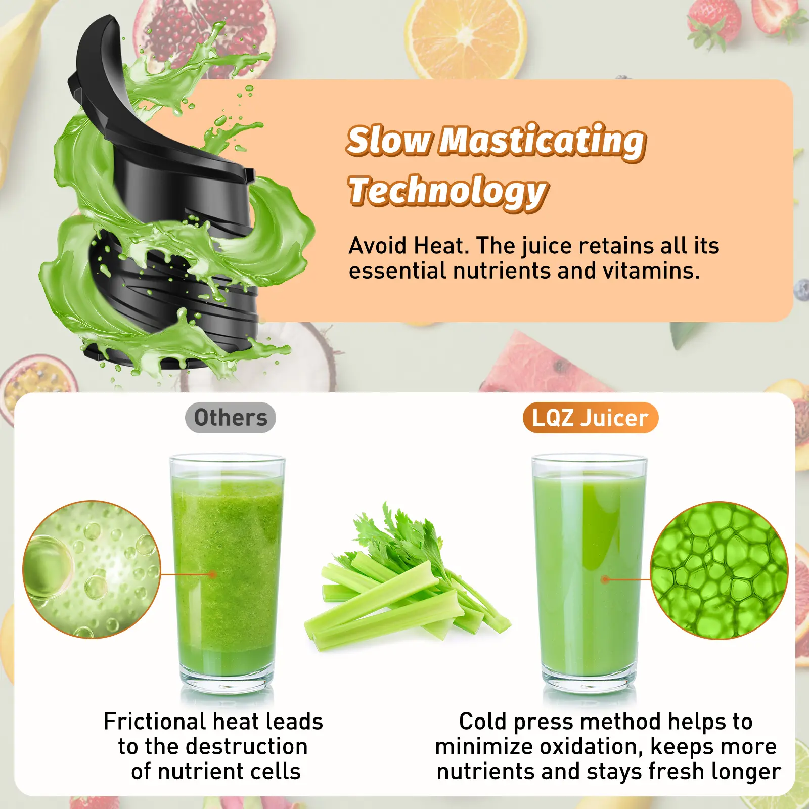 🔥 350W Cold Press Juicer – High Juice Yield, Easy Clean & Fresh Healthy Juice Every Day! 🍊🥬