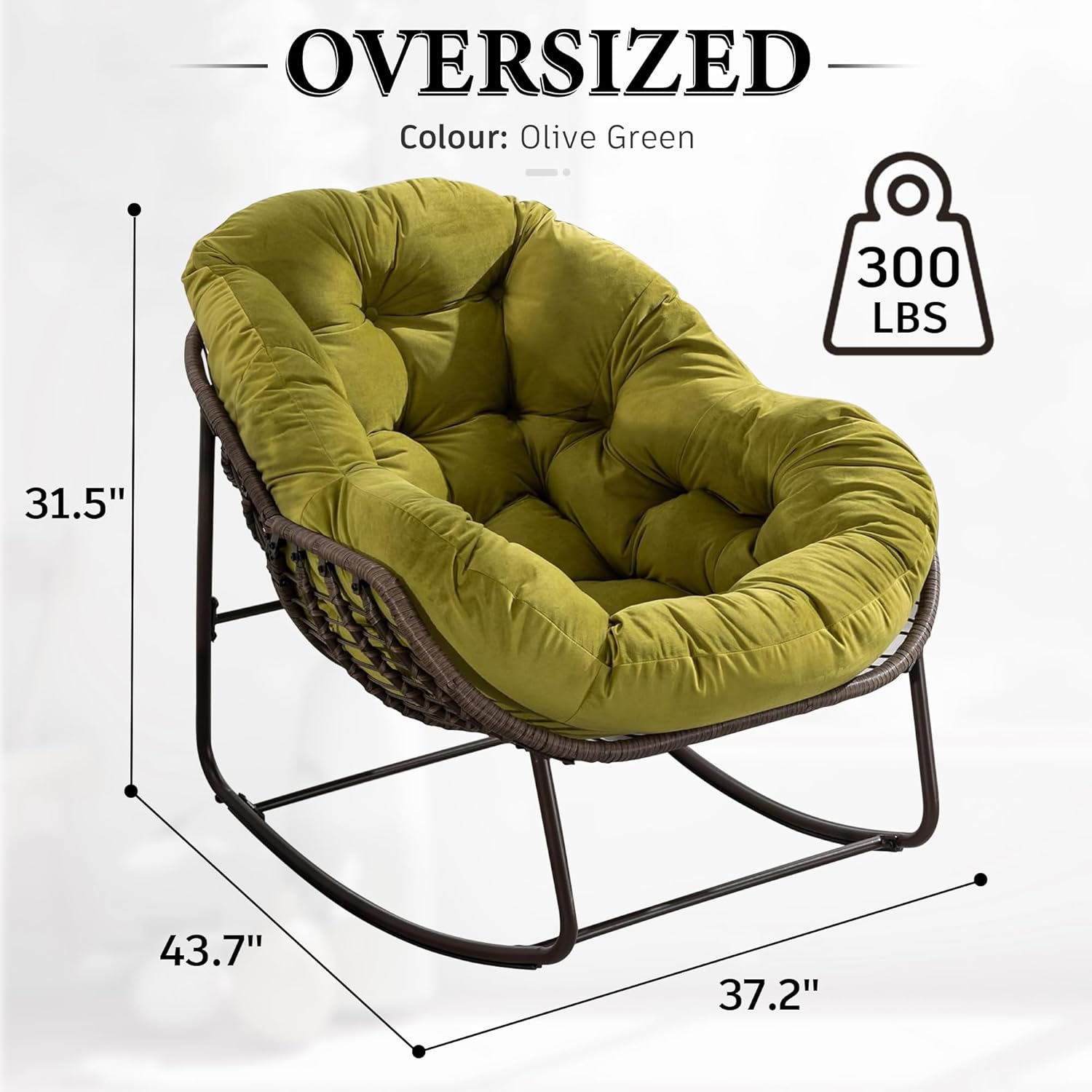 Oversized Outdoor Egg Rocking Chair with Thick Cushion – Comfortable Patio & Indoor Lounge Seating Clearance Sale