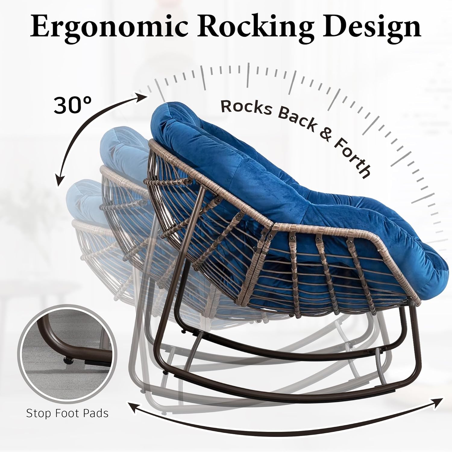 Oversized Outdoor Egg Rocking Chair with Thick Cushion – Comfortable Patio & Indoor Lounge Seating Clearance Sale
