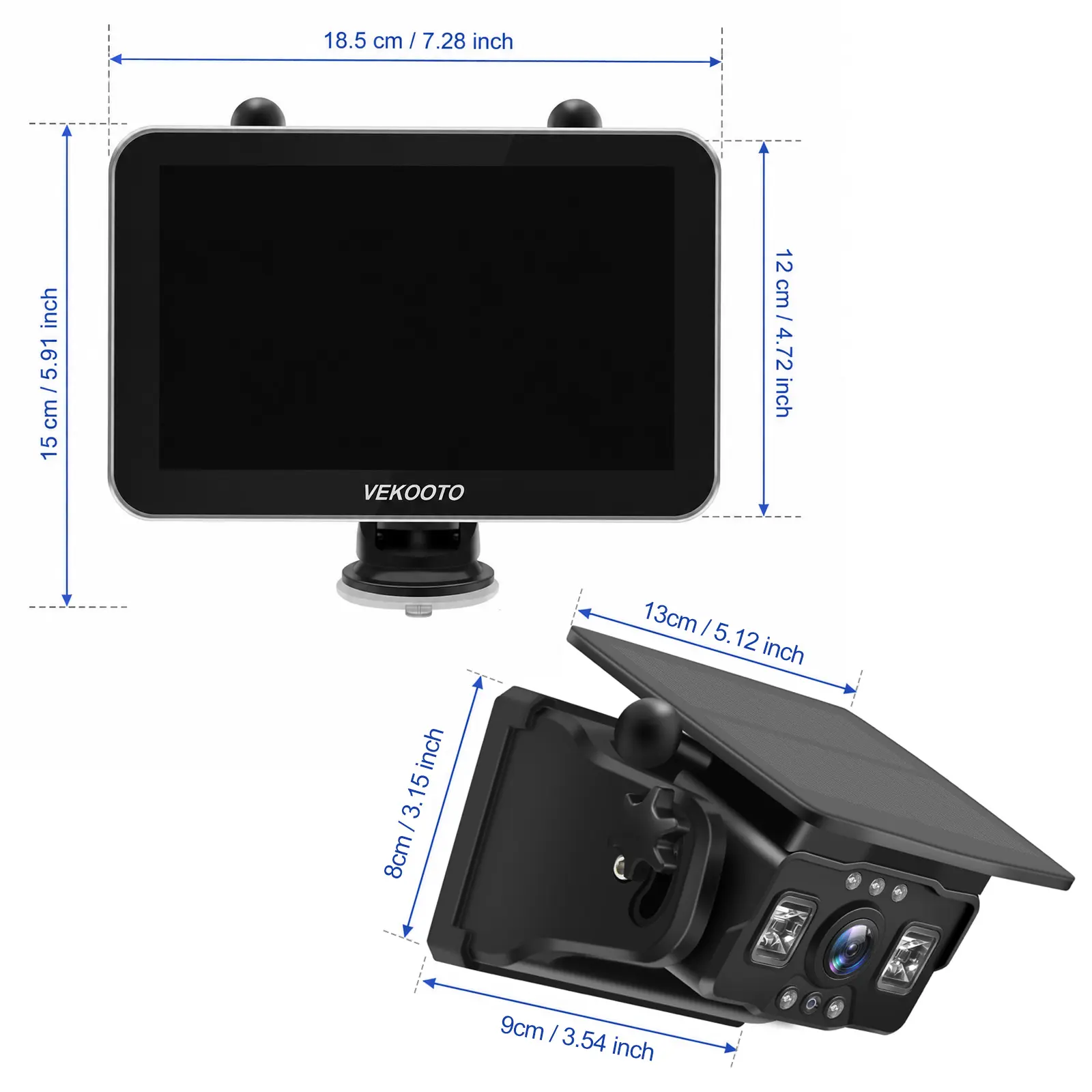 Magnetic Solar Wireless Backup Camera,7'' IPS Touchscreen Monitor,HD1080P IP69 Waterproof Rechargeable Camera,IR Night Vision for RV Trailer Camper Truck
