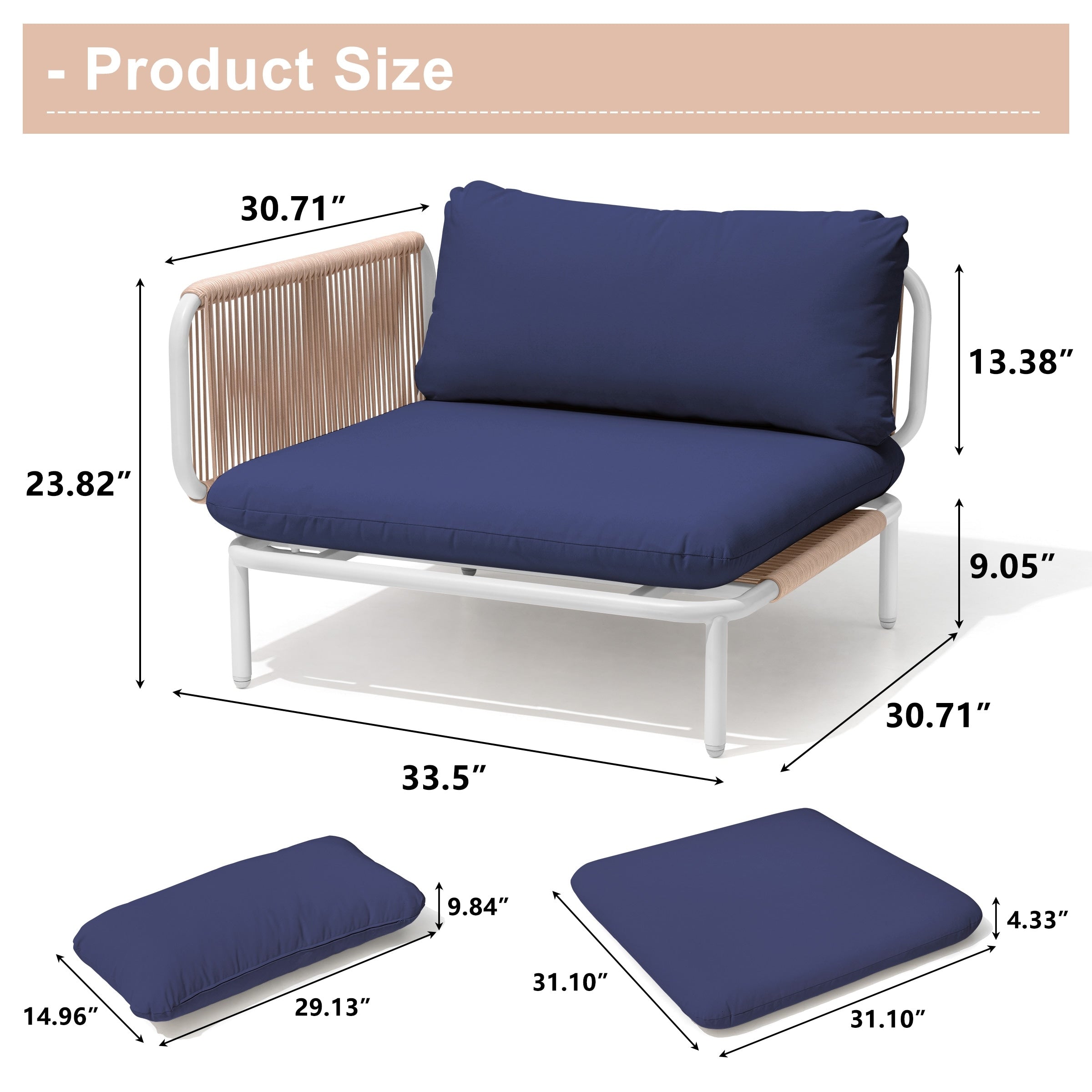 Outdoor Cushioned Sectional Sofa Chat Set Patio Furniture Conversation Set, Free Combination