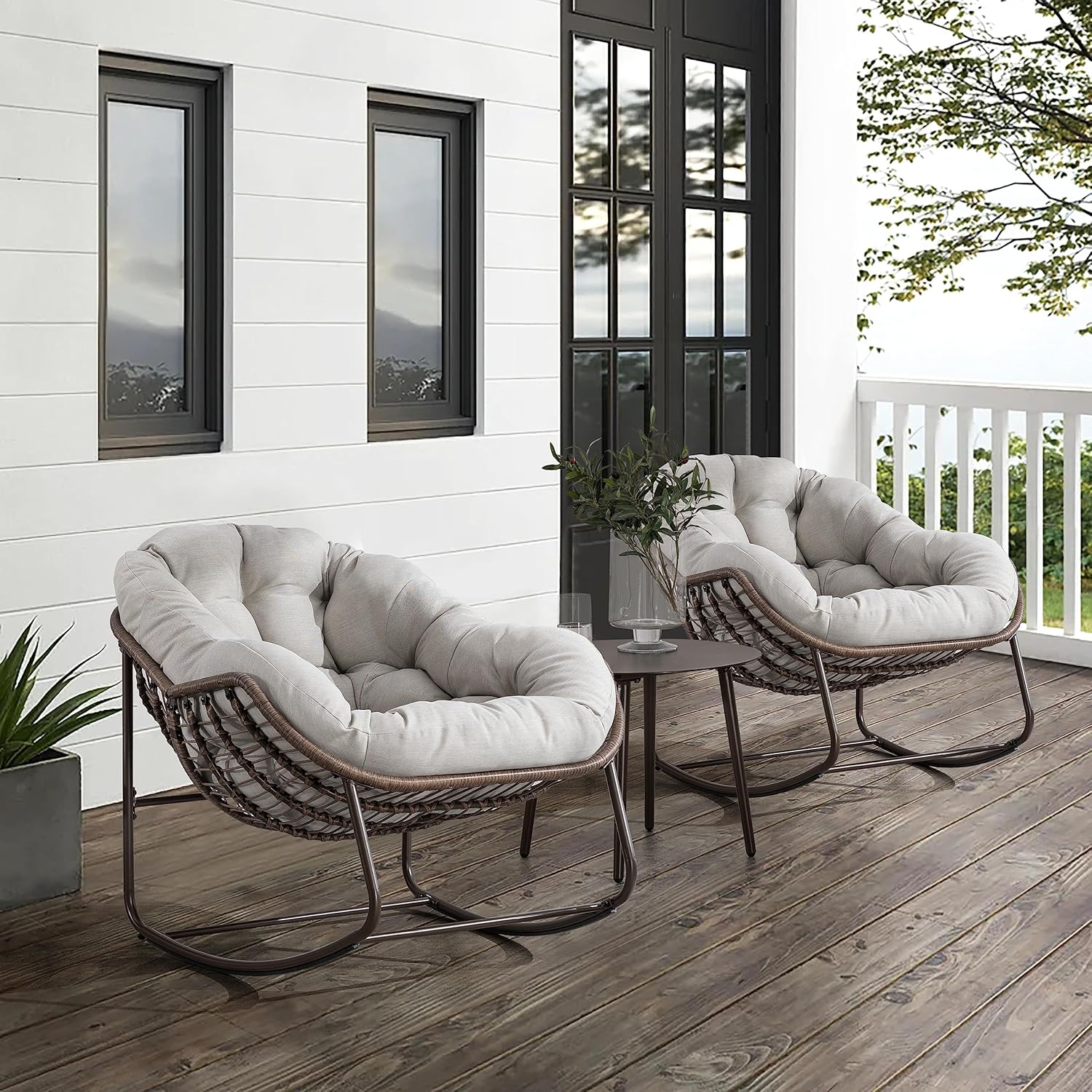 Oversized Outdoor Egg Rocking Chair with Thick Cushion – Comfortable Patio & Indoor Lounge Seating Clearance Sale