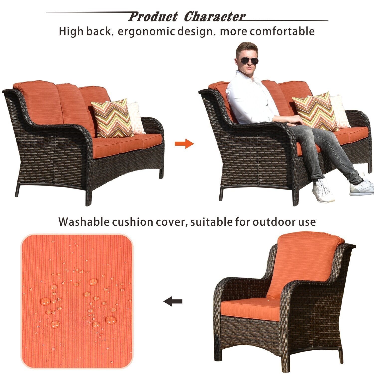 Melanson Wicker/Rattan 5 - Person Seating Group with Cushions