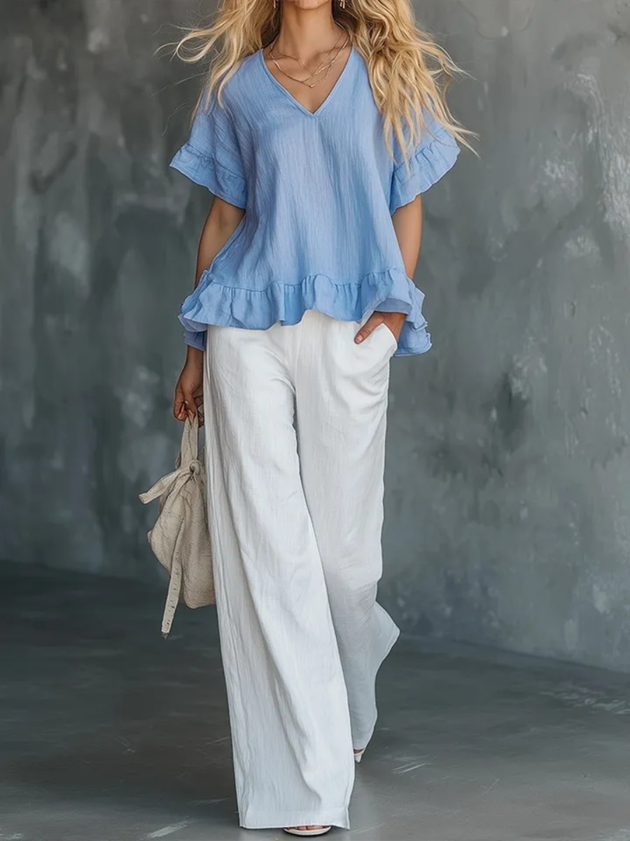 Women's Cozy Ruffled Cotton Shirt Top
