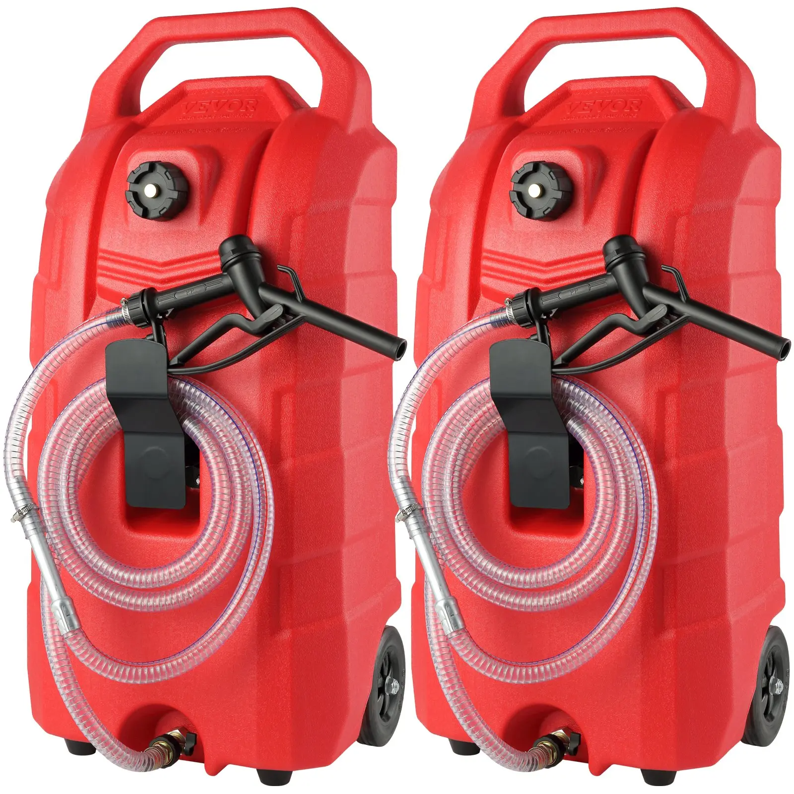 Fuel Caddy,, 32 Gallon, Portable Fuel Storage Tank On-Wheels, with 12V DC Transfer Pump, Gasoline Diesel Fuel Container with 8.2 ft Hose, Flow Rate 7L/min, for Trucks, Boats, Lawn Mowers