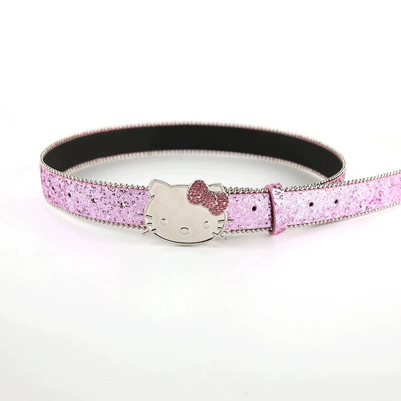 Hellokitty Rhinestone Belt Y2k Belt Cowgirl Leather Belt