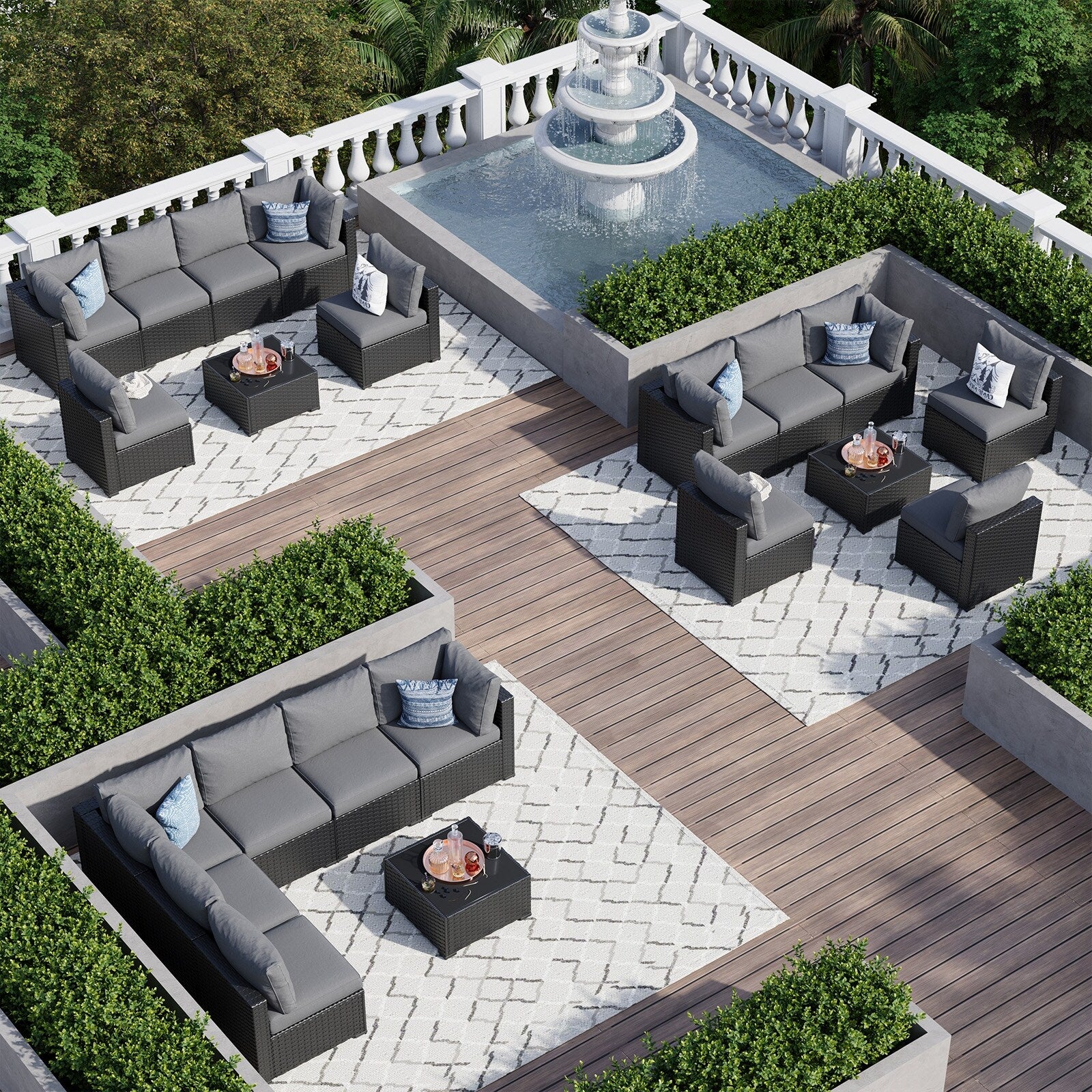 Wicker Rattan Patio Sectional Sofa Set