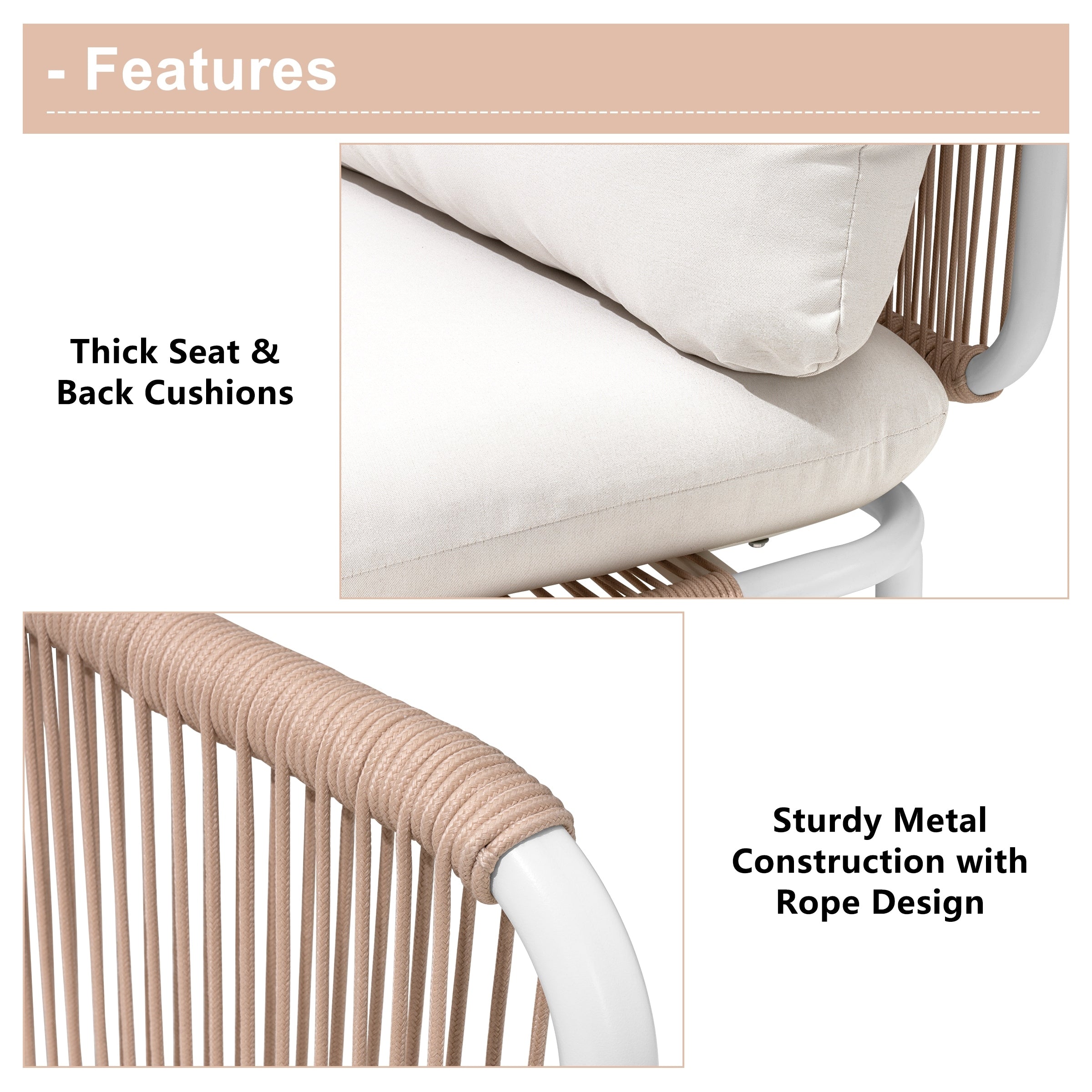 Outdoor Cushioned Sectional Sofa Chat Set Patio Furniture Conversation Set, Free Combination