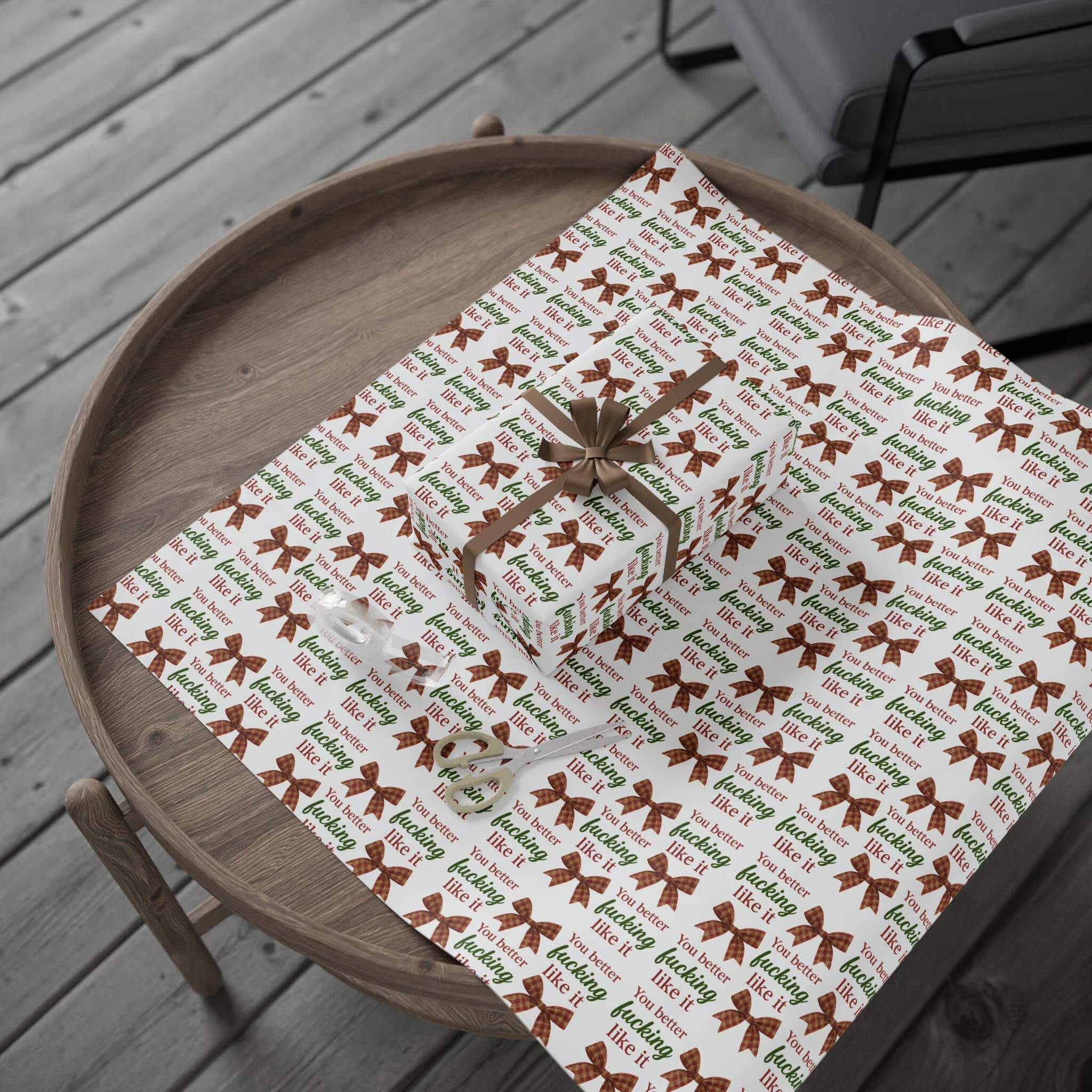 Funny Christmas Wrapping Paper | Sarcastic Plaid Bows