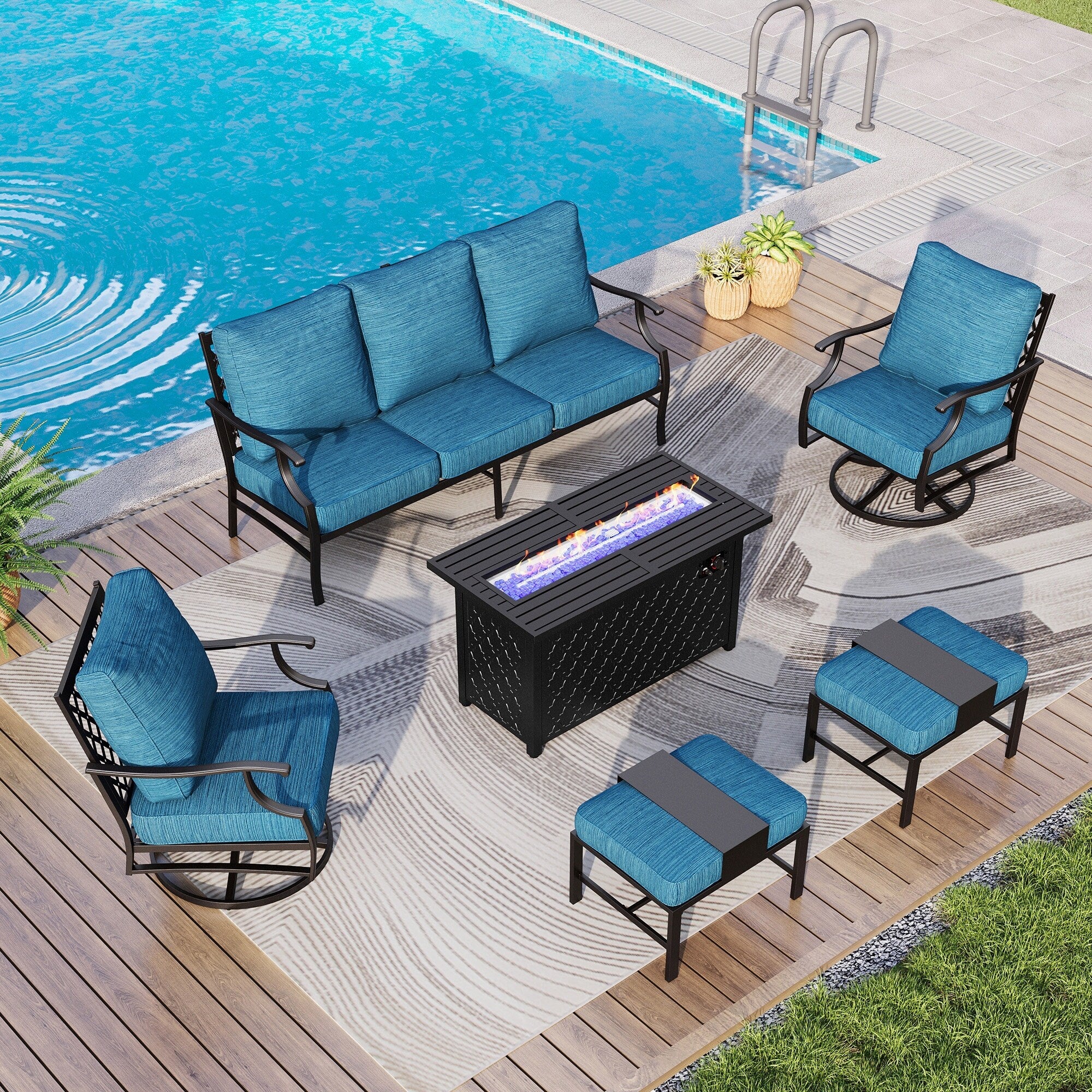MAISON ARTS Outdoor Sofa Set 4/6-Piece Patio Conversation Set with 45'' Gas Fire Pit Table