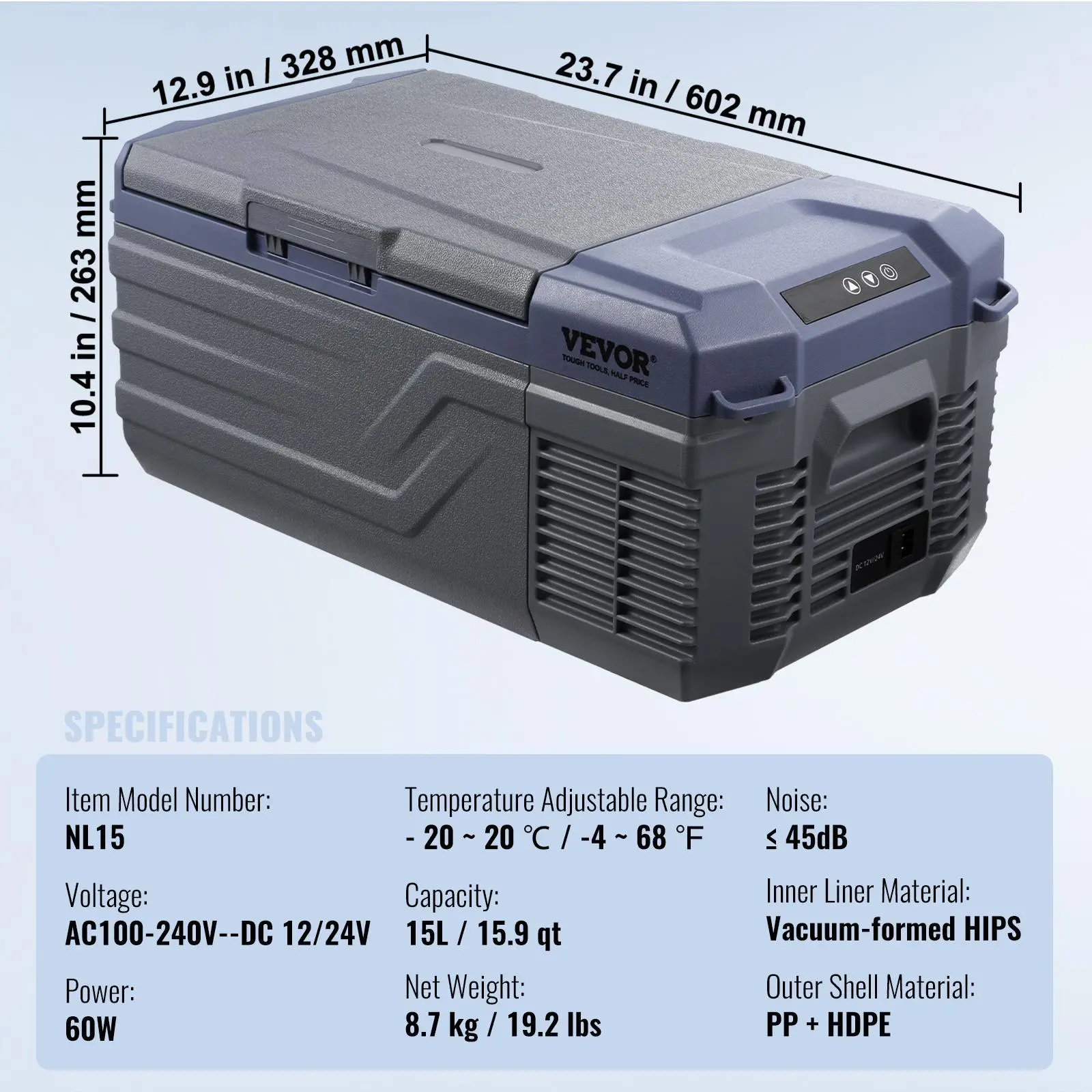 15L 12V Portable Car Refrigerator Freezer