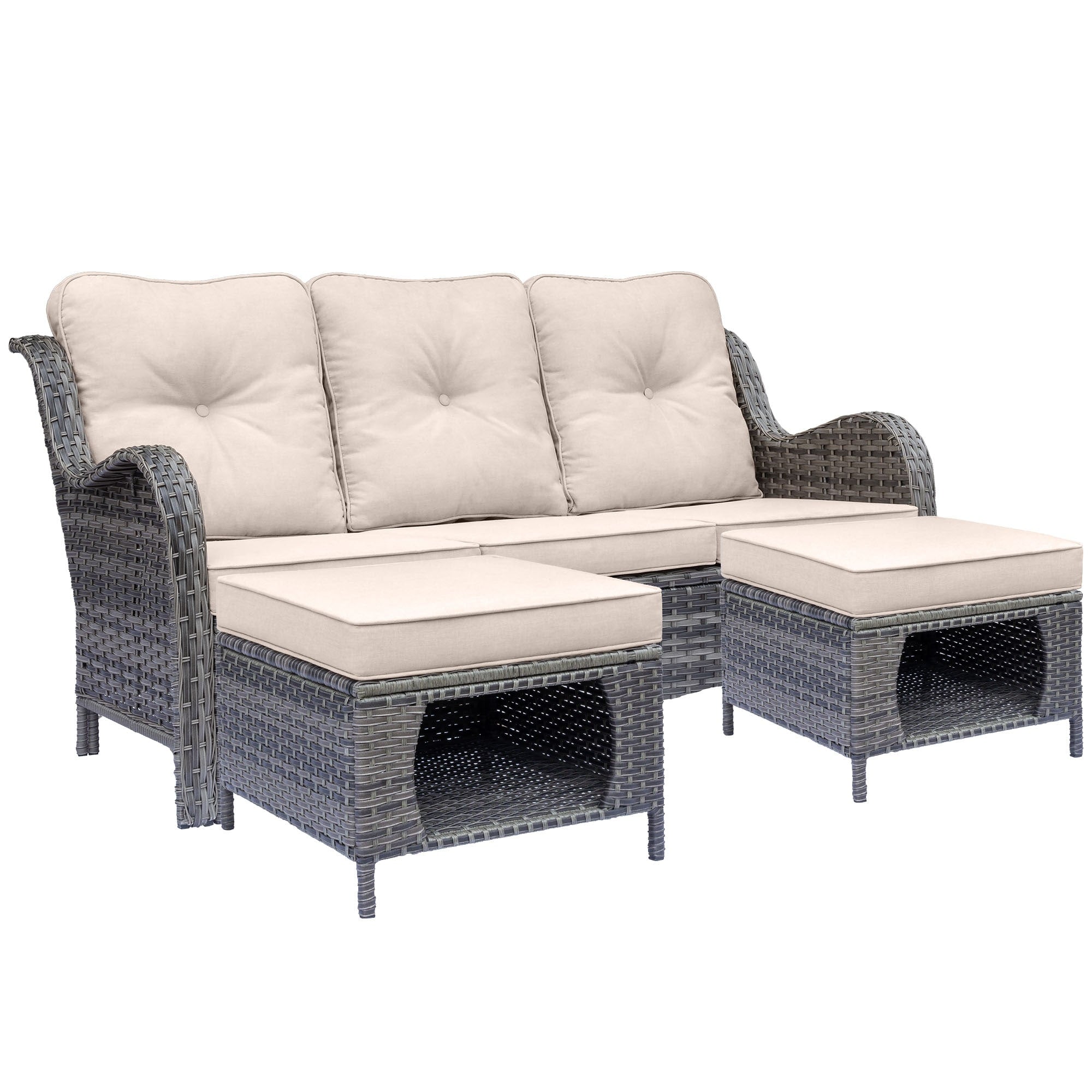 Outdoor Patio Furniture Set-Wicker Patio Conversation Swivel Chair Set