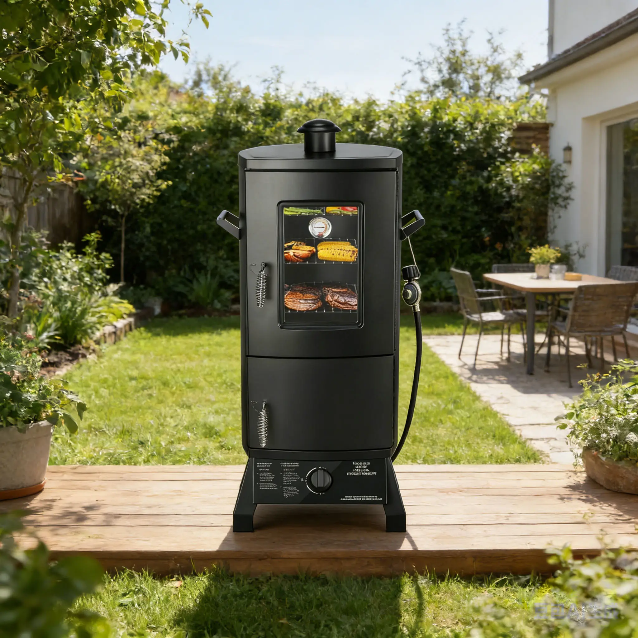 🔥🔥Last Chance Sale🔥Vertical Barbecue Smoker Set with Cover, Grills, 3 Removable Shelves, Temperature Control, Sturdy Alloy Steel Construction