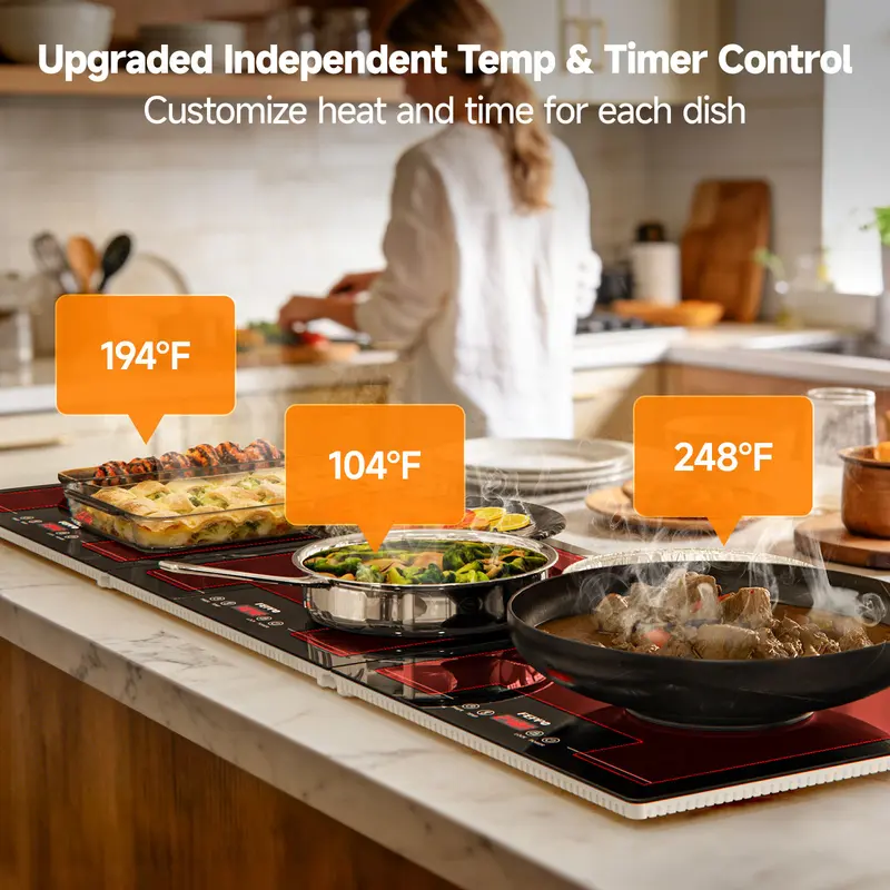 2026 47x15in Electric Warming Tray – Tempered Glass