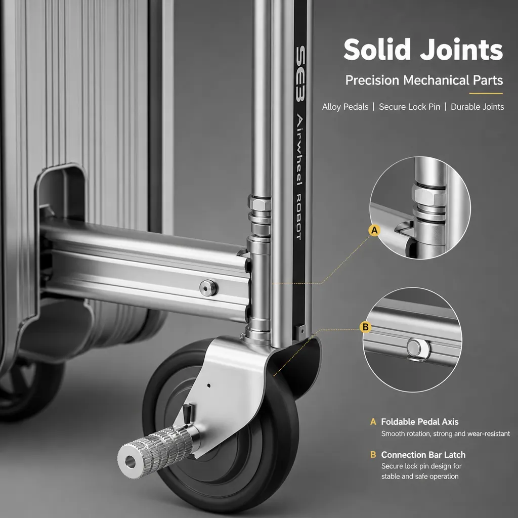 Rideable Scooter Luggage|Foldable Aluminum Carry‐On Suitcase, TSA Lock Silent Wheels, Multi‐Purpose Riding Suitcase for Airport, Commute & Campus