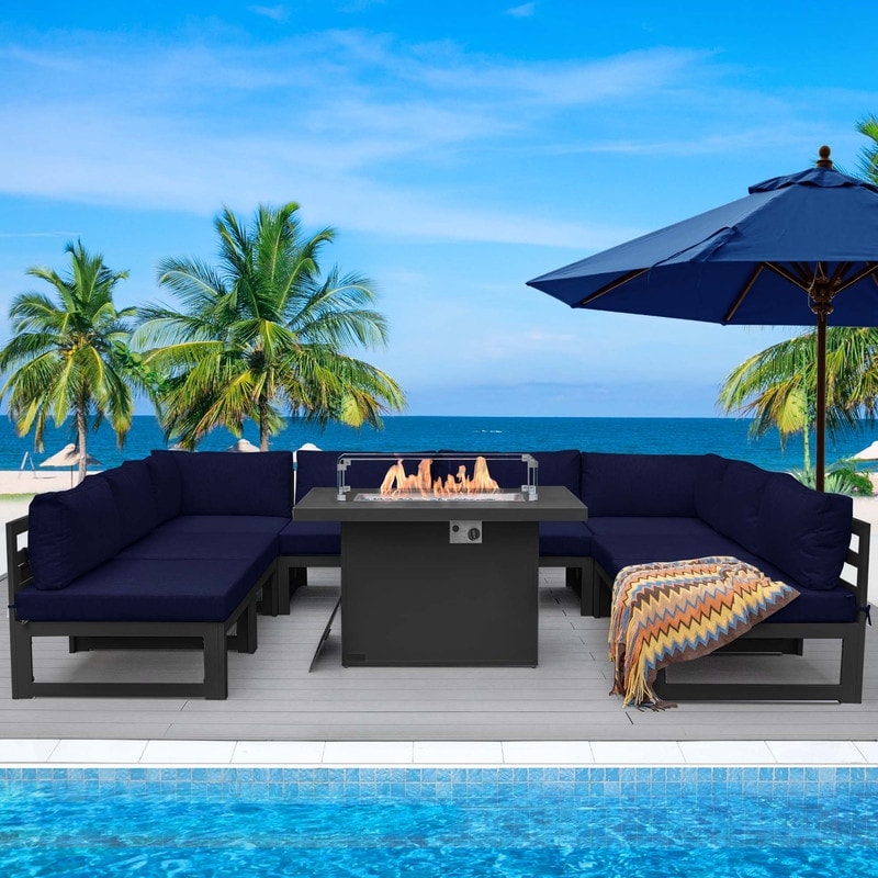 FINCATI Aluminum Outdoor Patio Furniture Conversation Sectional Sofa Set