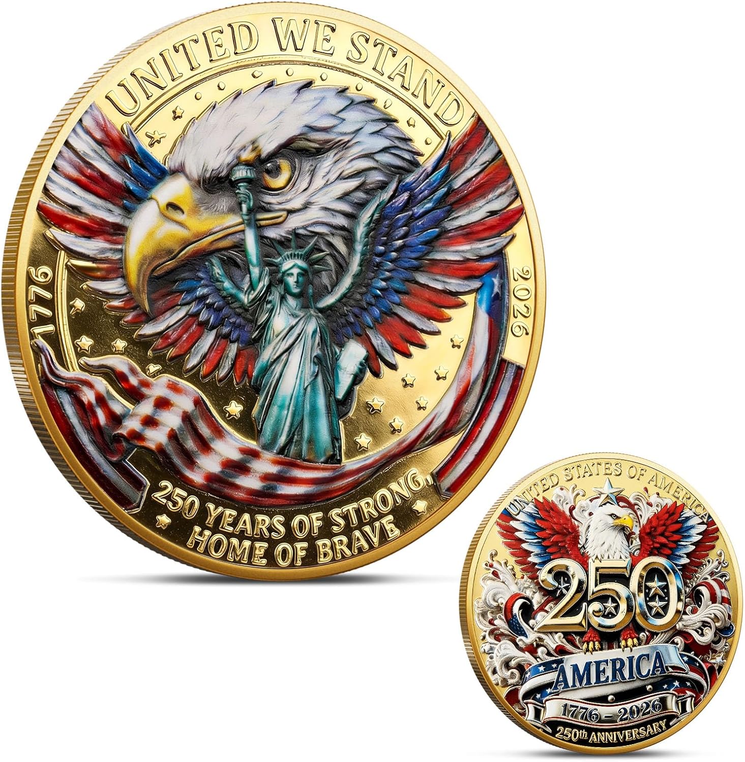 250th Anniversary U.S. Army Commemorative Coin Double-Sided High Relief Design 1775-2025 Military Collector Coin Veteran Gift Patriotic Metal Challenge Coin (Army)