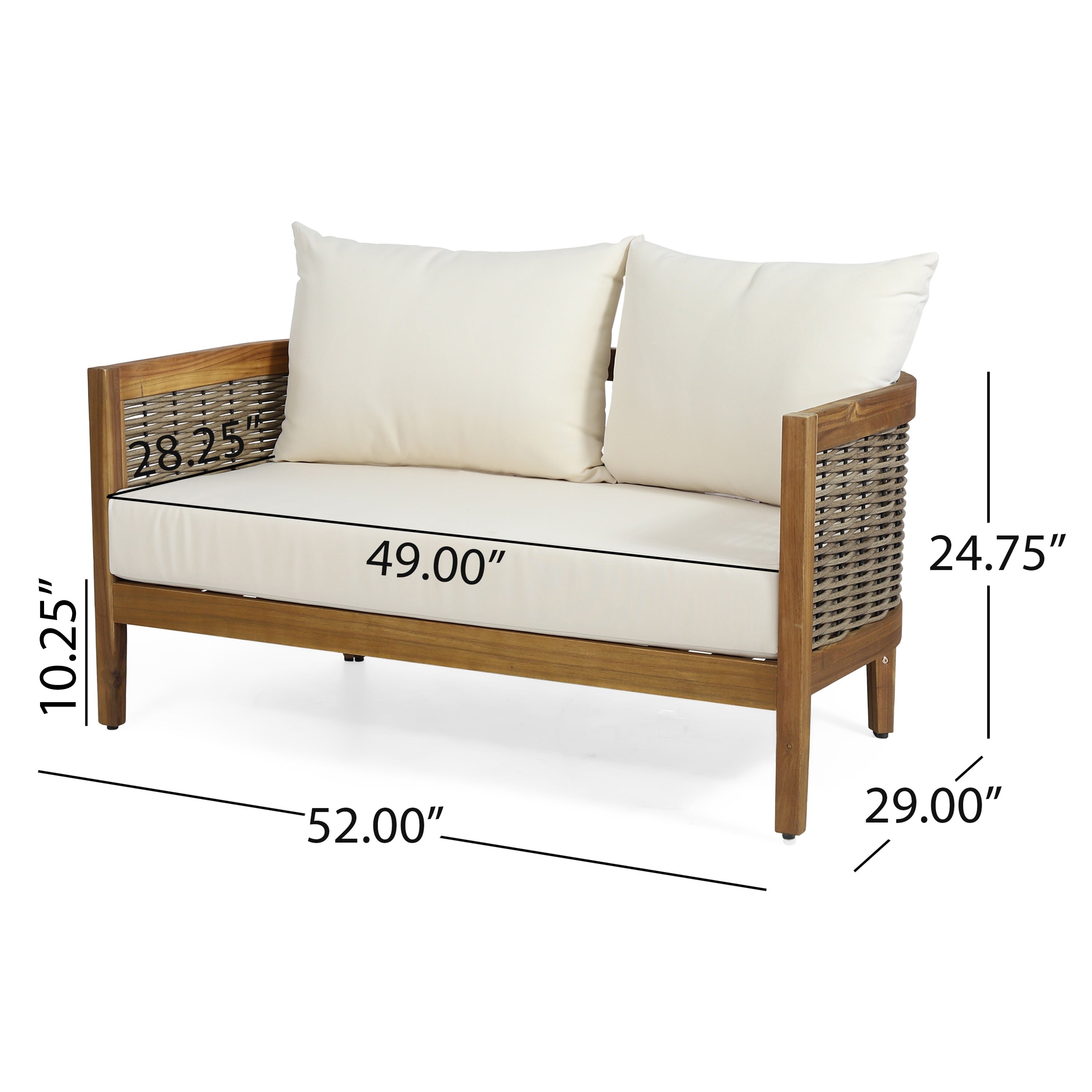 Burchett Outdoor Acacia Wood and Wicker 4 Seater Chat Set with Optional Sunbrella Cushions by Christopher Knight Home