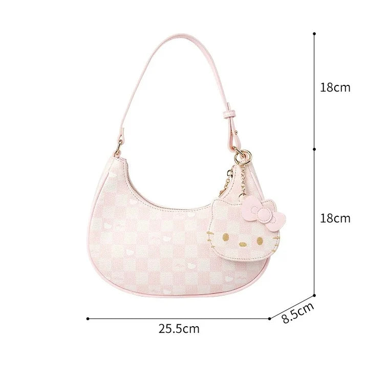 Hellokitty Pink Clutch Tote Purse Handbags With Mirrored Bag Charms