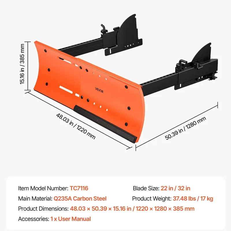 Snow Plow Kit 22-32 in Adjustable Universal Blade