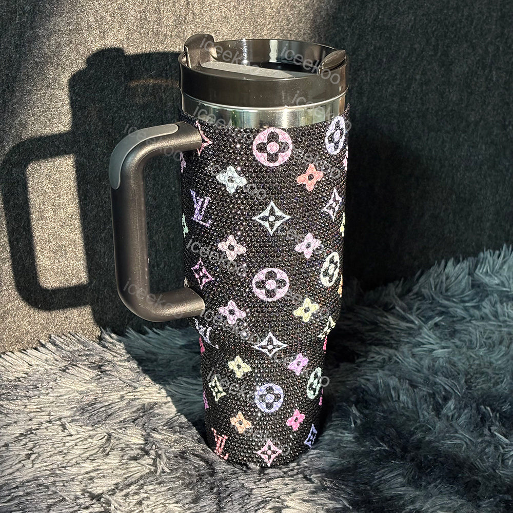 Black Diamond Edition Colorful Monogram 40oz Tumbler 🚢Free Shipping🚢
