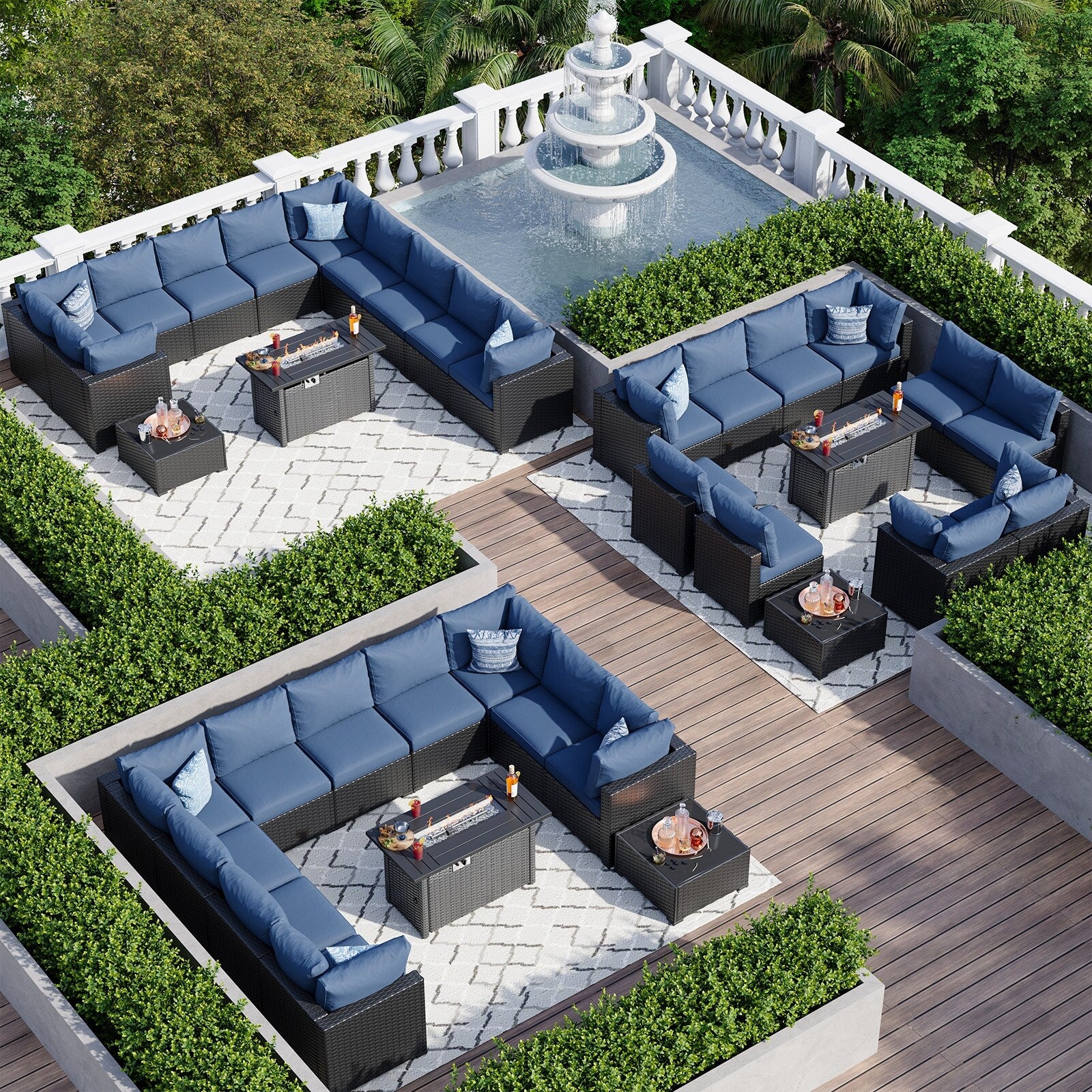Wicker Rattan Patio Sectional Sofa Set