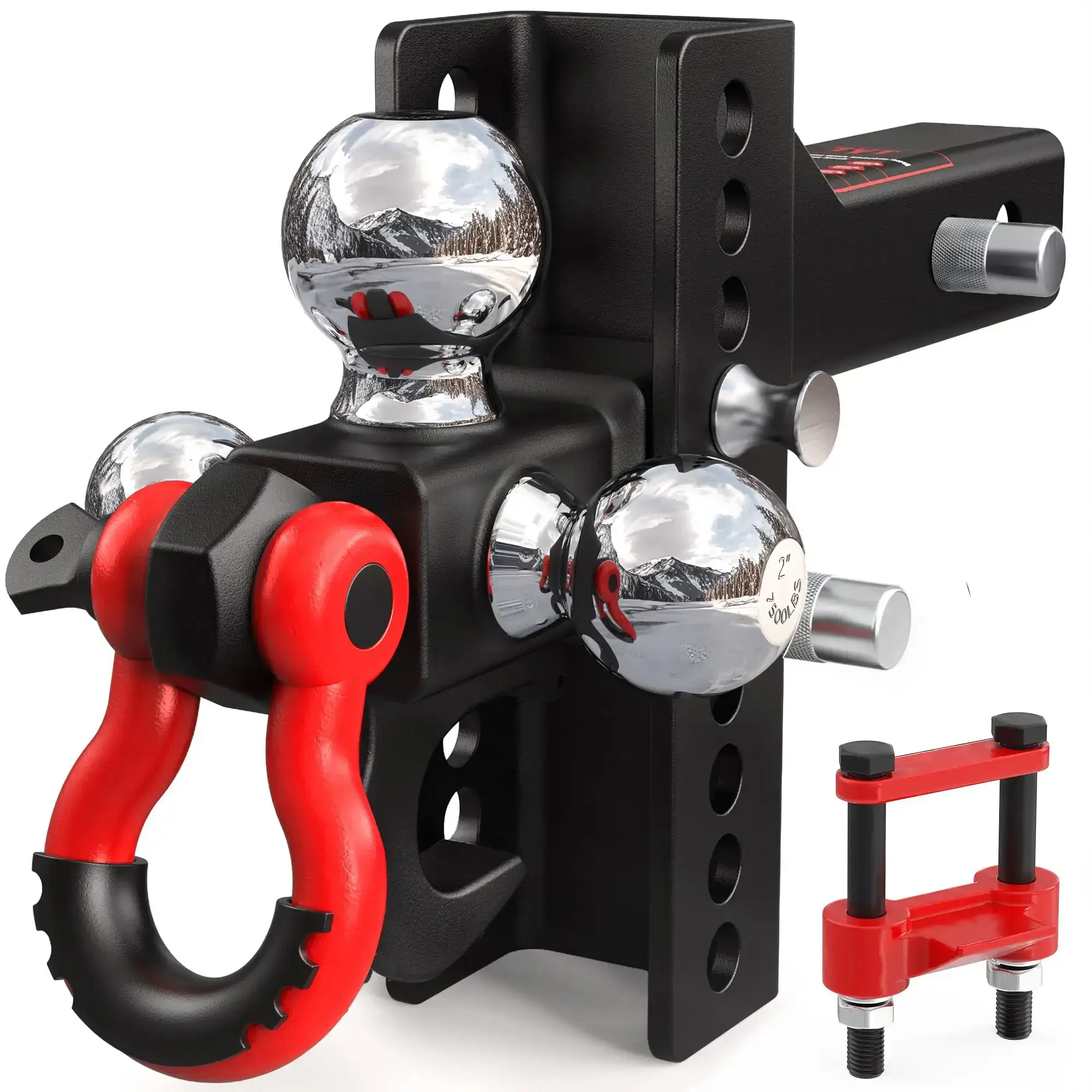 Trailer Hitch Tri-Ball Mount with Locks & Pin