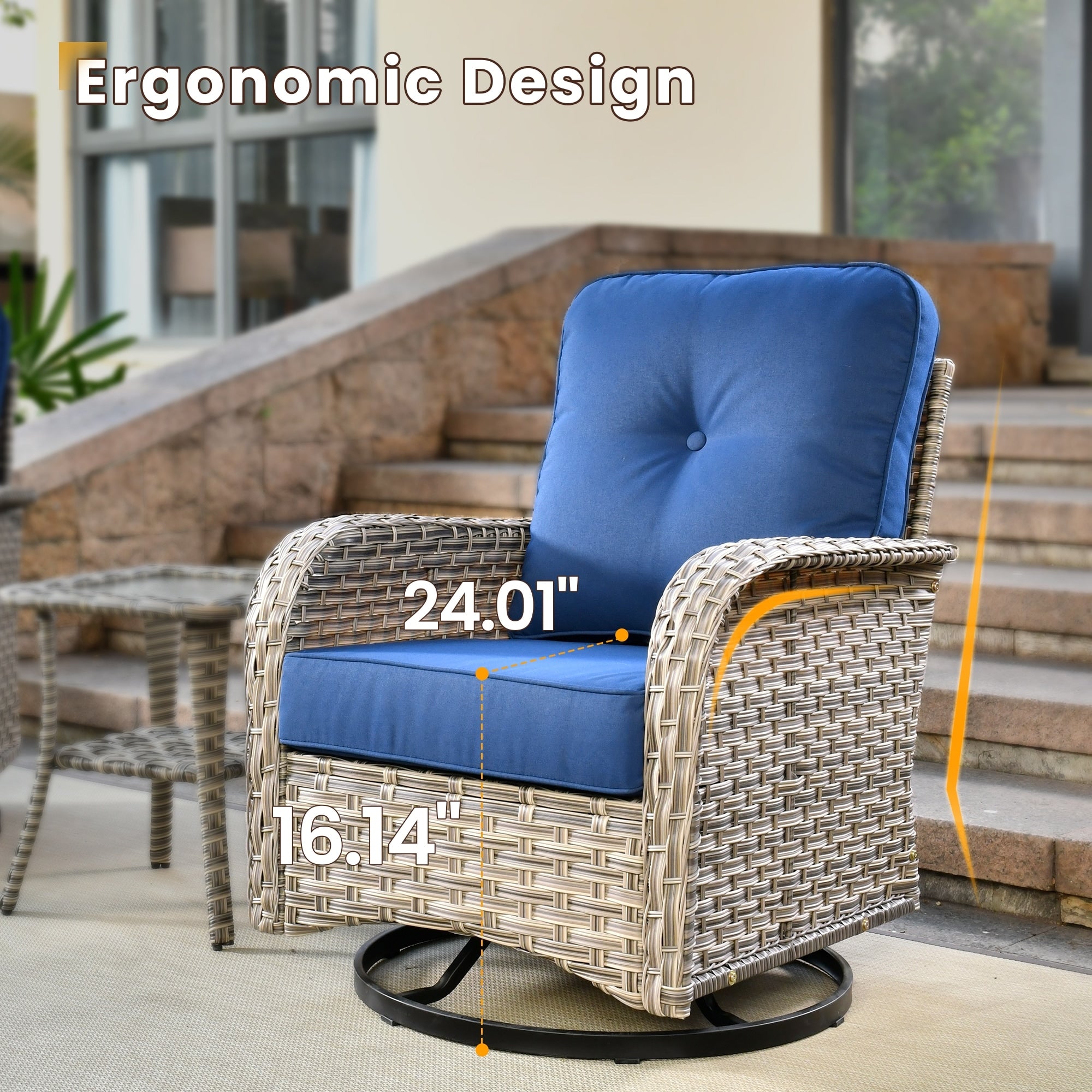 XIZZI 10-piece Patio Furniture Wicker Sectional Set with Swivel Chair