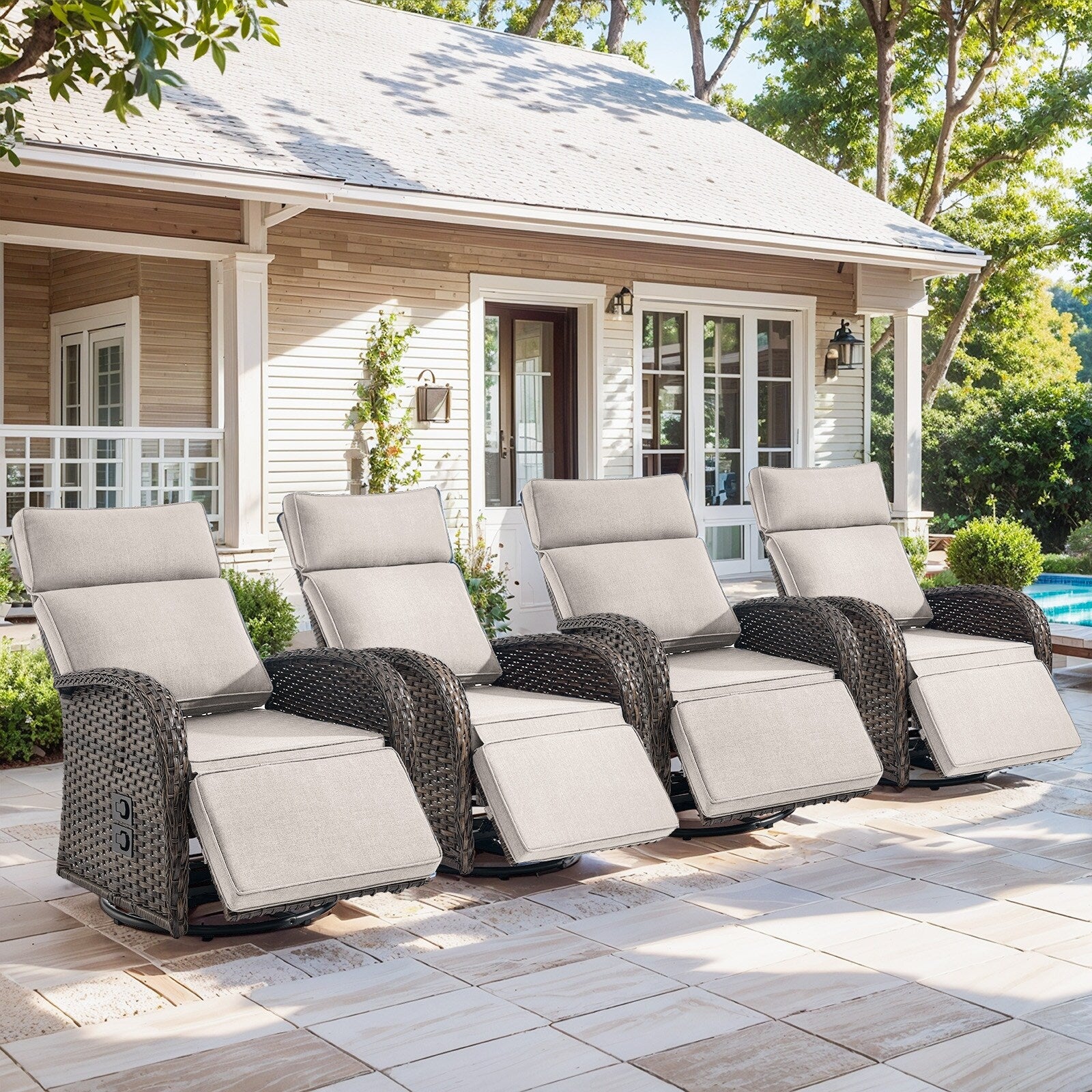 Pocassy Reclining Patio Chair with Adjustable Backrest