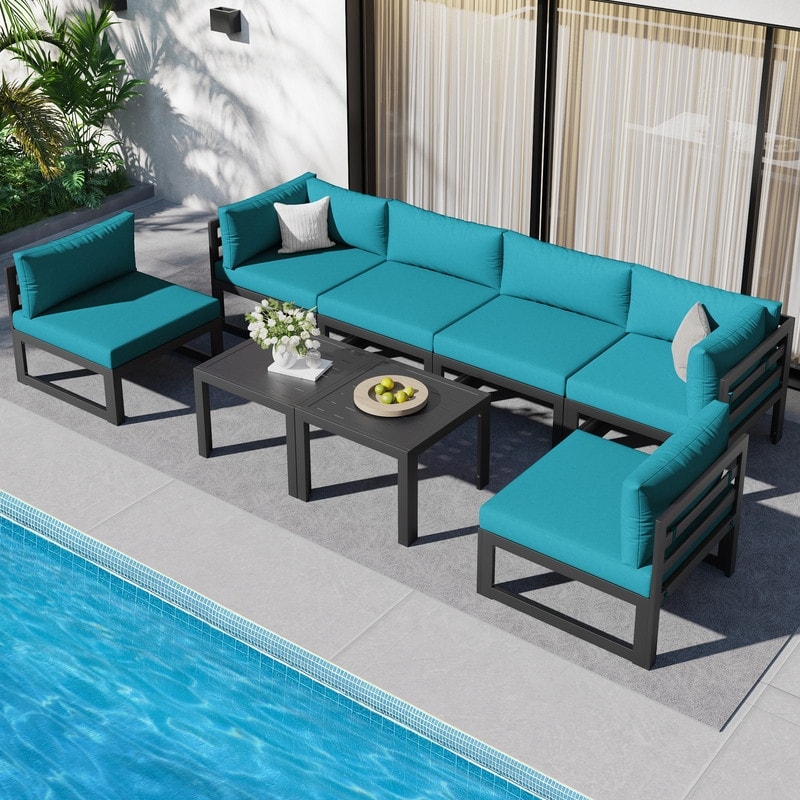 FINCATI Aluminum Outdoor Patio Furniture Conversation Sectional Sofa Set
