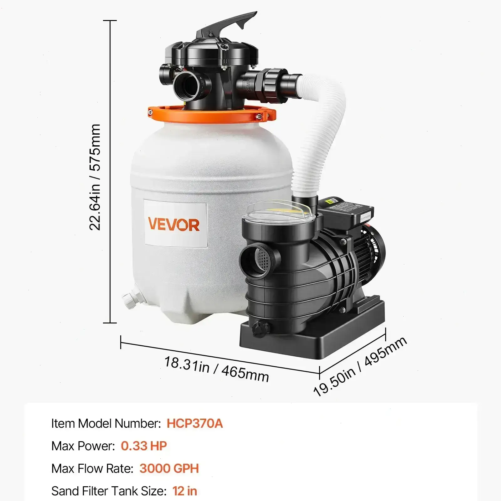 Sand Filter Pump, 16 in for Above Ground Pool, 1 HP 4400 GPH, Swimming Pool Filter System with Timer, 6X Faster Filtration with Media Installed, Leak-Resistant, Ready to Use Out of Box, Pool Accessories, Swimming P