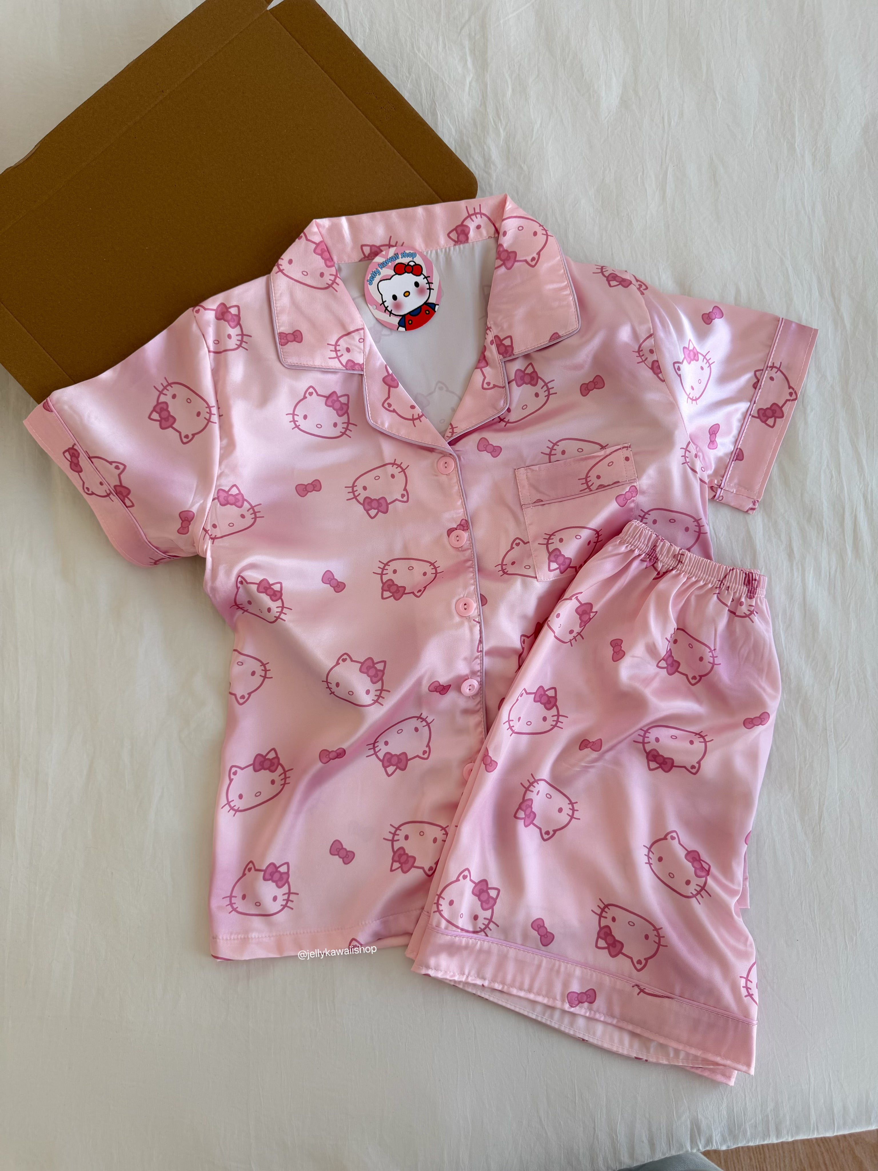 Hello Kitty Pink Satin Pajama Set