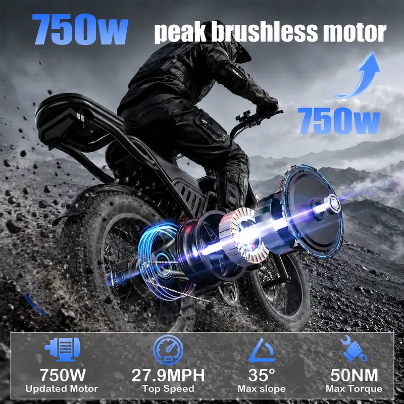 🔥Last Chance Sale🔥Electric Bike for Adults S9 1500W Peak 20 Fat Tires (Black)