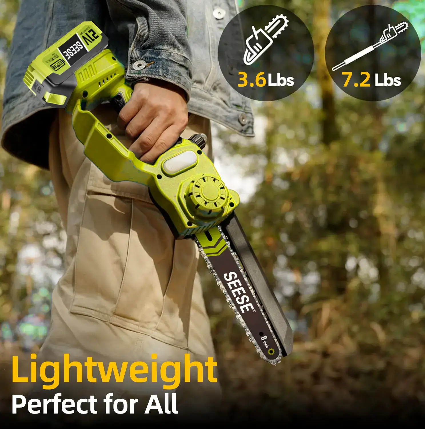 2 in 1 Mini Chainsaw with 2 x 21V Batteries, 8