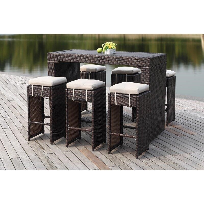Motter Rectangular 6 - Person 59.1'' Long Bar Height Dining Set with Cushions