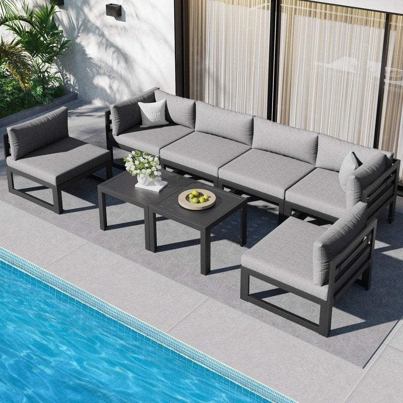 FINCATI Aluminum Outdoor Patio Furniture Conversation Sectional Sofa Set