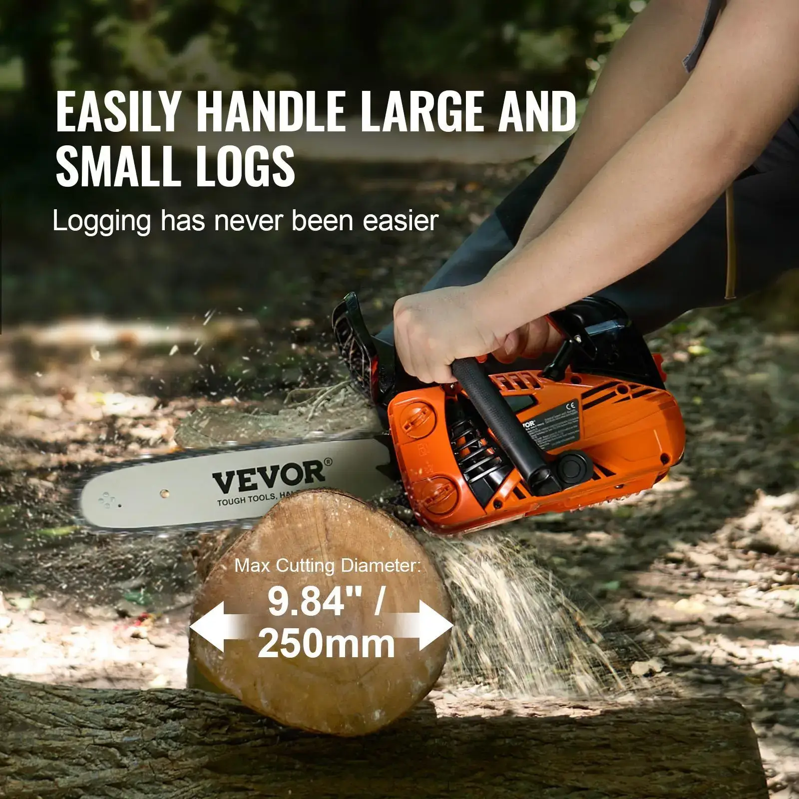 Gas Chainsaw 12-inch 25.4CC 1.2HP Handheld Tree Cutting Tool