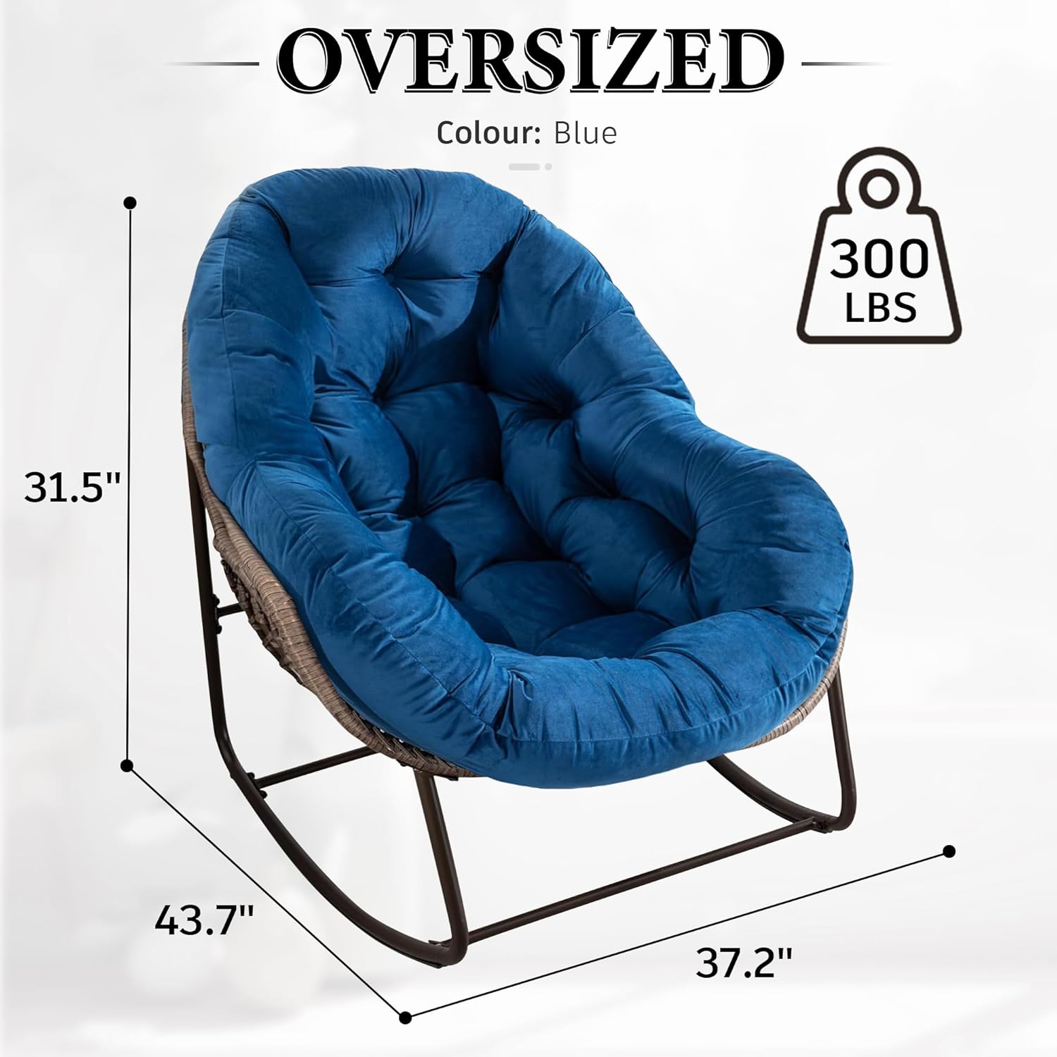 Oversized Outdoor Egg Rocking Chair with Thick Cushion – Comfortable Patio & Indoor Lounge Seating Clearance Sale