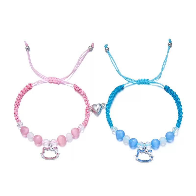 Hellokitty and Spiderman 2 Pcs Magnetic Couples Adjustable Bracelets