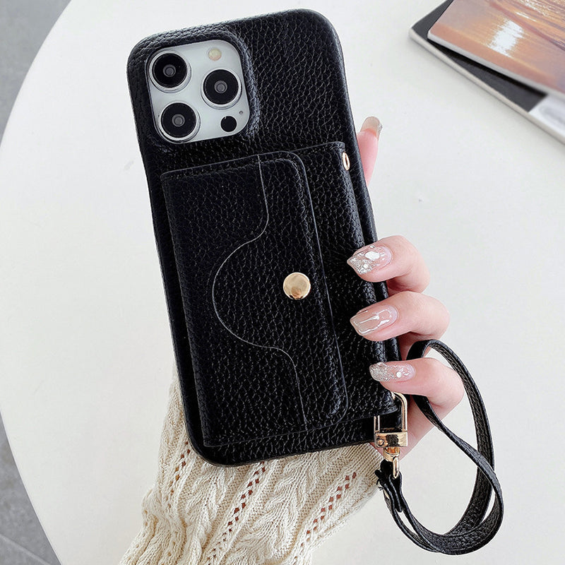 Protective Pink Wallet Phone Case with Mirror & Wristlet