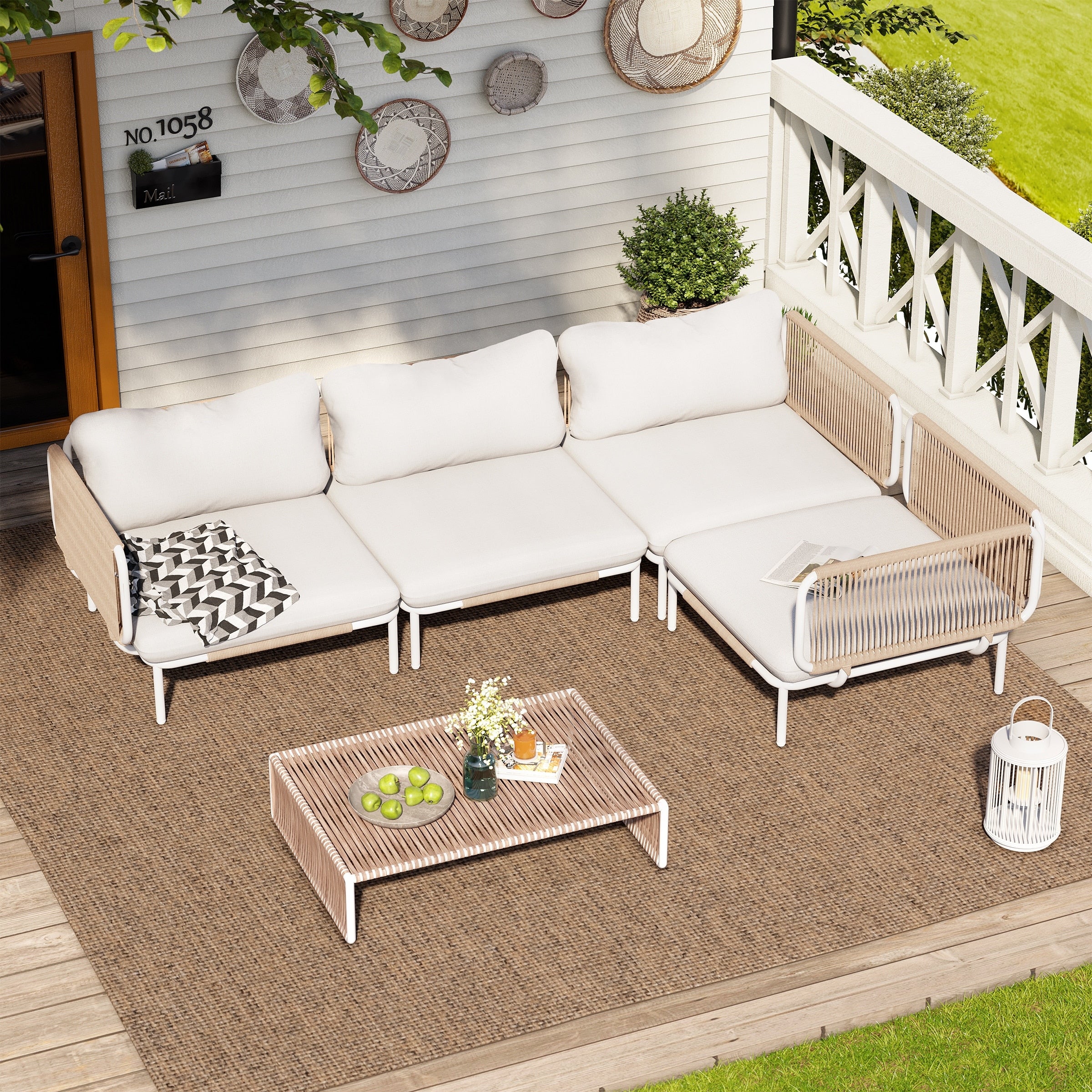 Outdoor Cushioned Sectional Sofa Chat Set Patio Furniture Conversation Set, Free Combination