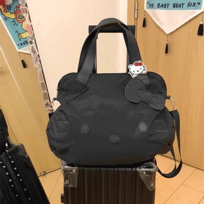 Hellokitty Black Large Travel Tote Bag Waterproof Duffel Gym Tote Bag