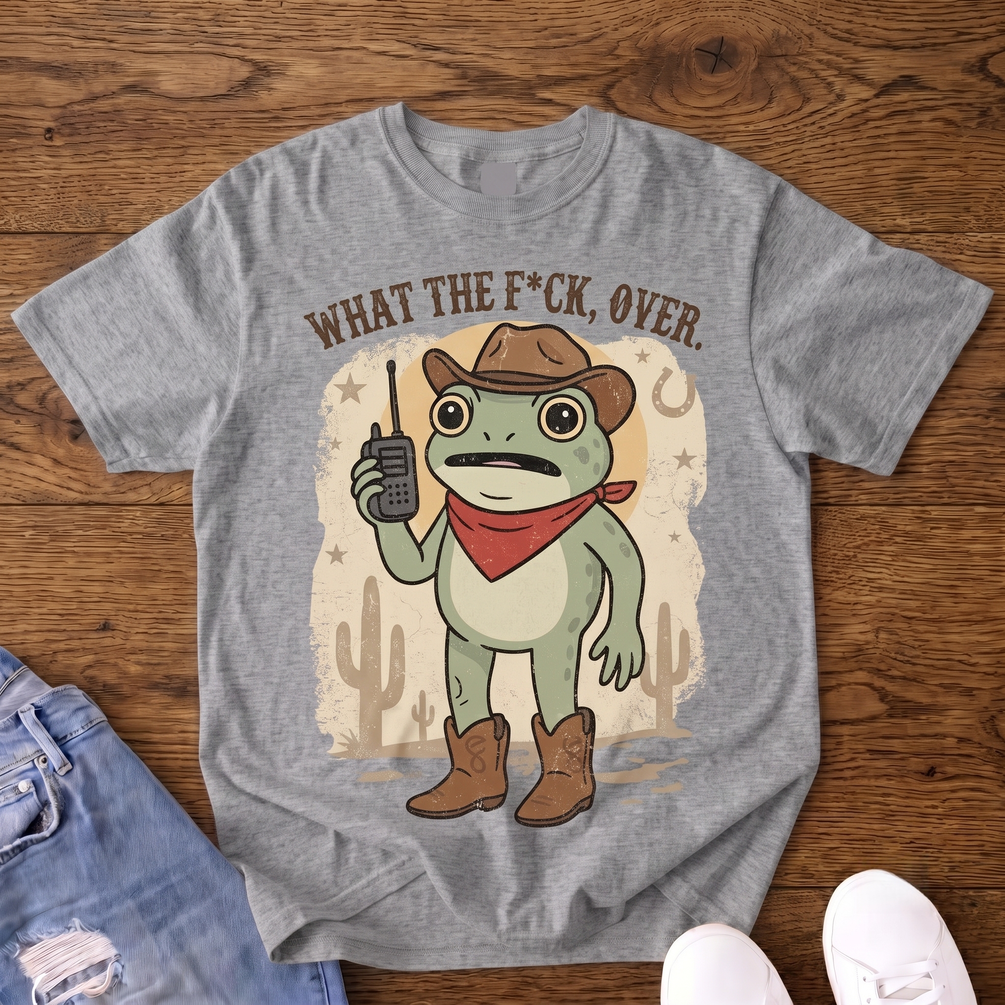 What The F*ck, Over! Cowboy Frog Graphic T-Shirt