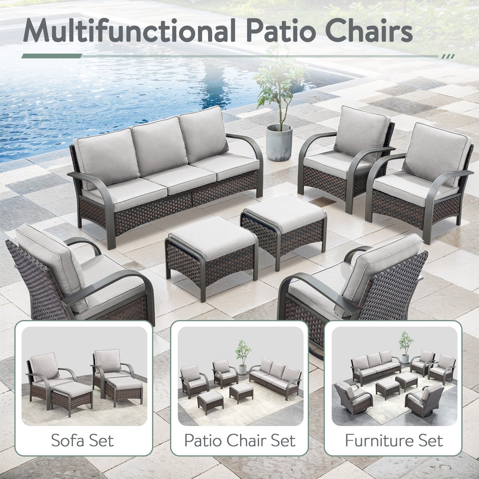 Outdoor Patio Chair with Fire Pit Table Set