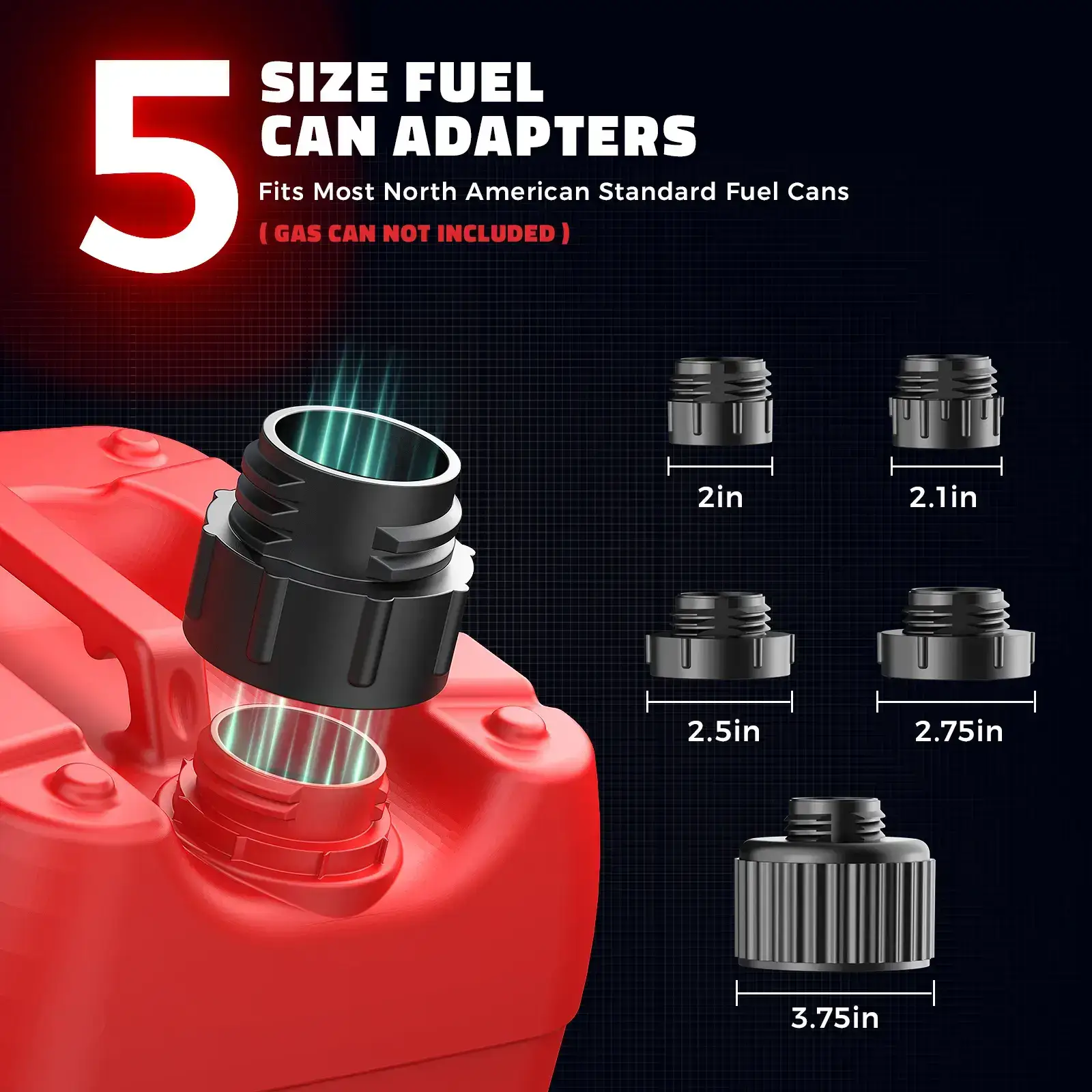 5 GPM Cordless Fuel Transfer Pump, Portable Drum Pump with 51-Inch Hose and 5 Adapters, Suitable for Diesel and Gasoline