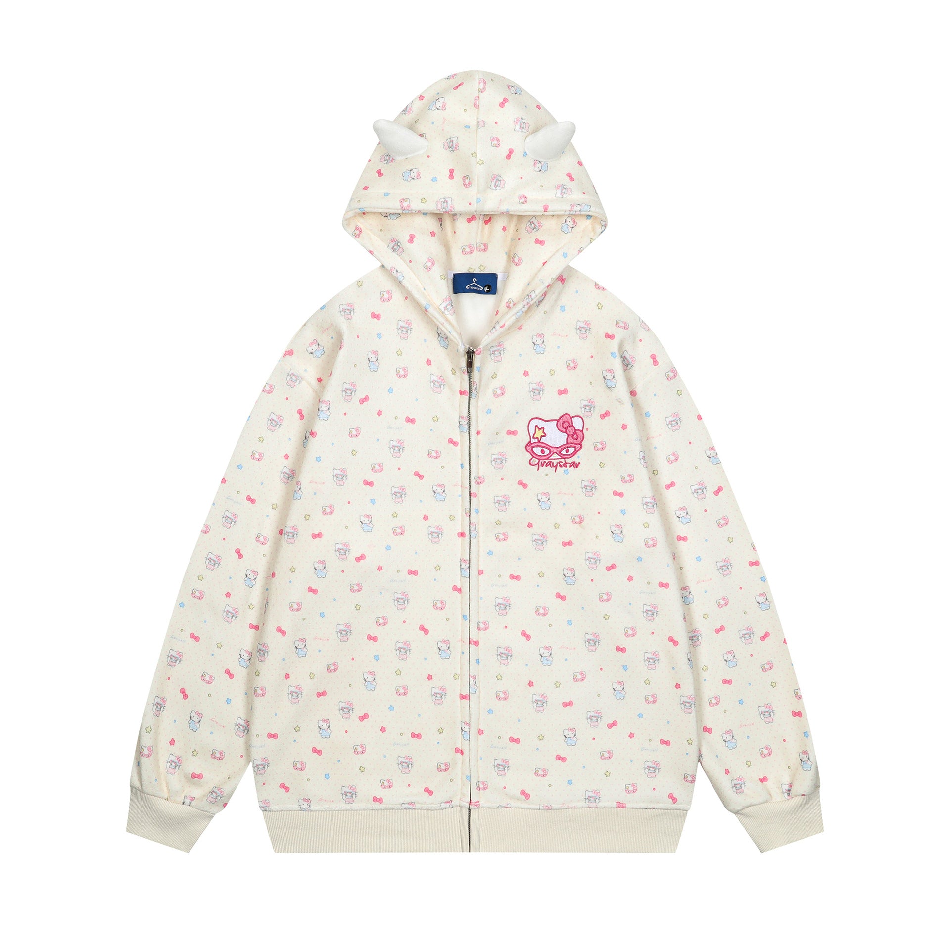 Hellokitty Cute Hoodies Fall Jacket Oversized Sweatshirts Casual Drawstring Zip Up Y2K Hoodie with Pocket